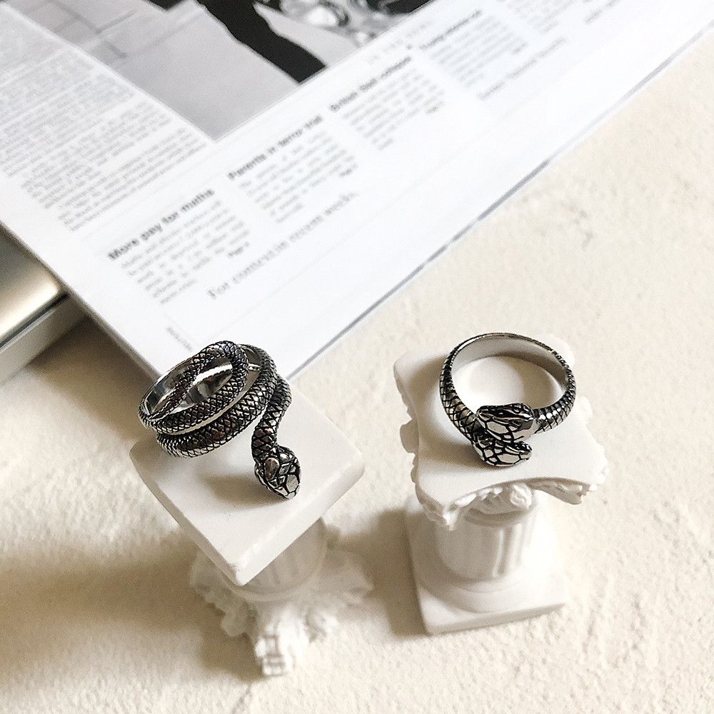 Jewelry Snake Retro Jewelry Rings Open Size Chrome Ring (Size 7-13) Size ONE SIZE - 4 Thumbnail
