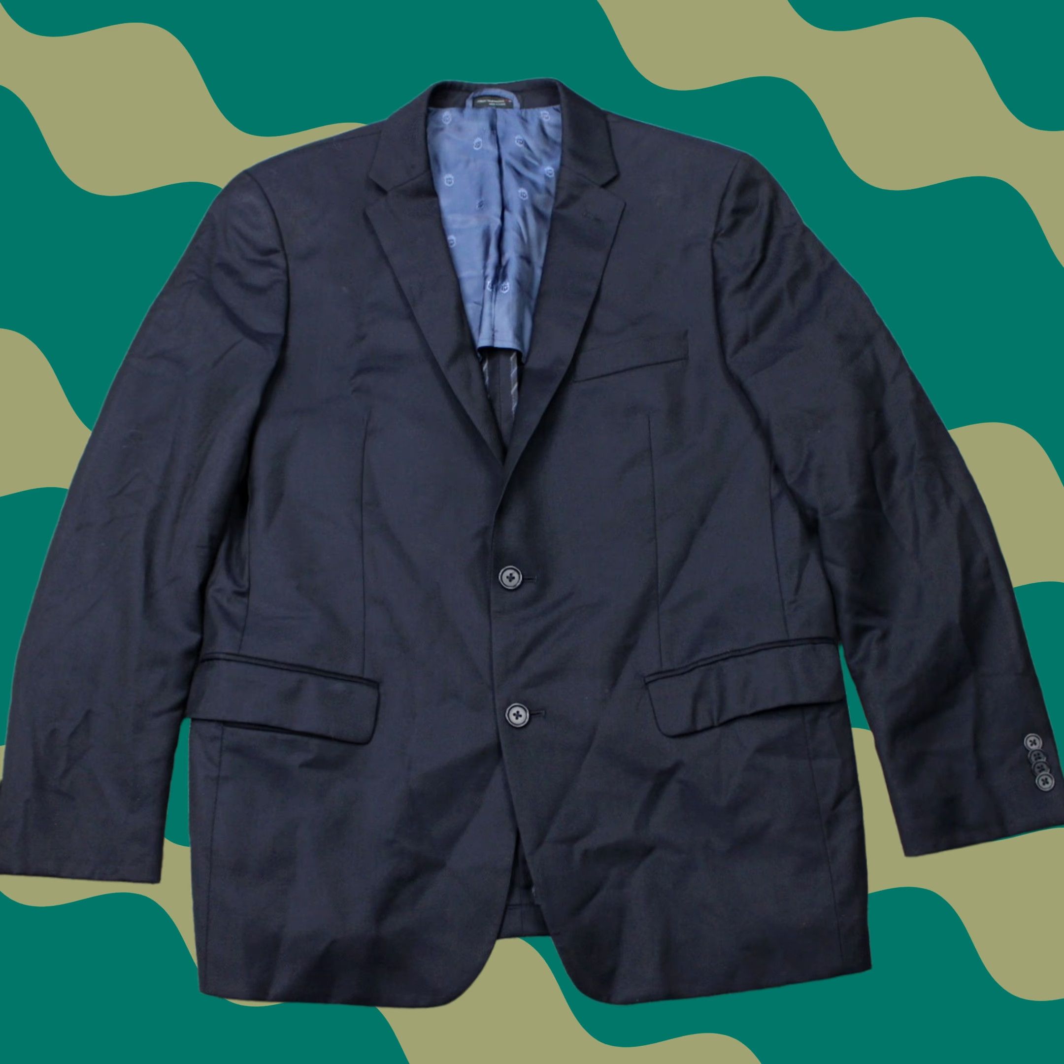 John Varvatos John Varvatos Blazer Mens 44R Black Wool Jacket Casual Business 2 Button Notch Front Single-Breasted 4-Button Sleeve Dry Clean Only Mens Blazer Size 44R - 1 Thumbnail