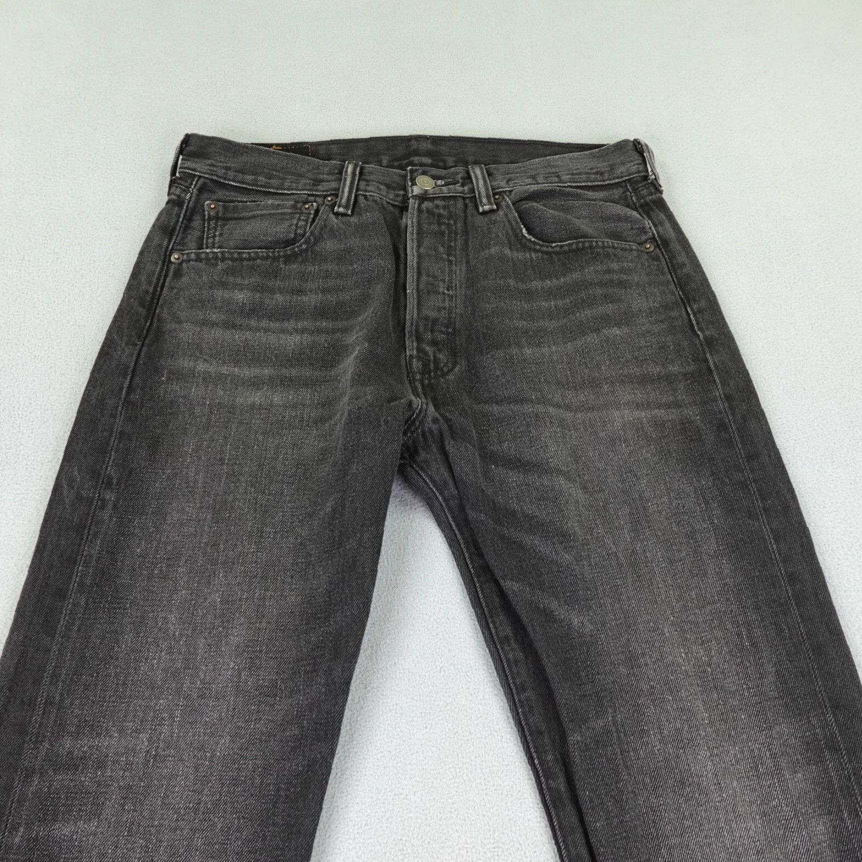 Levi's Levi's 501 Jeans Mens 32x34 Black Denim Button Fly Straight Regular Fit Denim Size US 31 - 2 Thumbnail