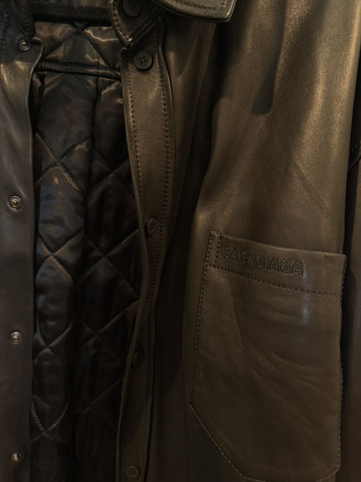 Balenciaga Balenciaga Smooth Soft Leather Padded Jacket Size US M / EU 48-50 / 2 - 2 Thumbnail