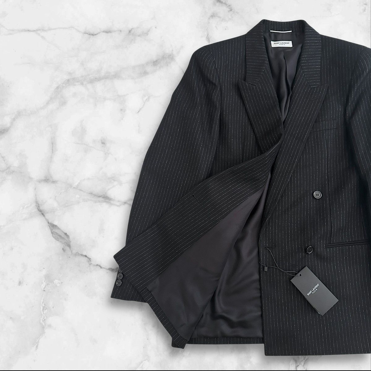 Saint Laurent Paris Saint Laurent Wool Pinstripe Blazer Size 42R - 5 Thumbnail