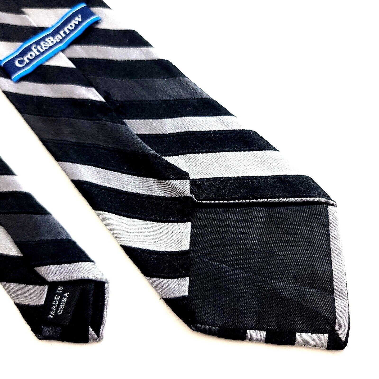 Croft & Barrow Croft & Barrow Gray Black Striped Woven Silk Tie Size ONE SIZE - 5 Thumbnail