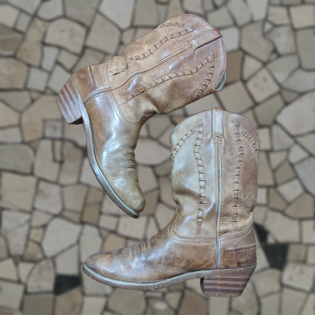 Durango VINTAGE Durango Western Cowboy Boots Mens 9.5 M Weave Square Toe Leather Boots RD5012 Size US 10 / EU 43 - 1 Thumbnail