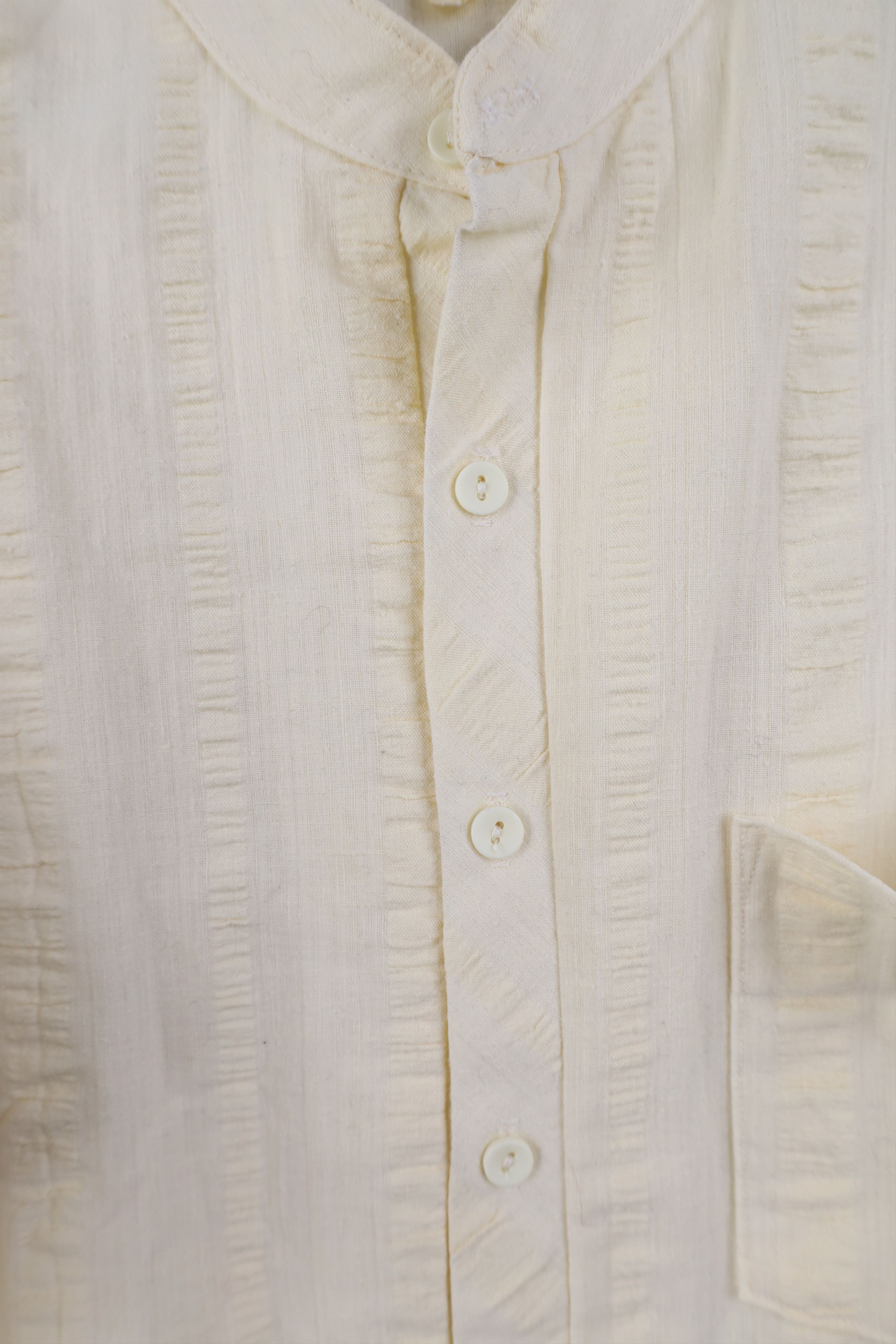 Vintage Vintage 70s Streetwear Band Collar Henley T-Shirt Cream USA Size US M / EU 48-50 / 2 - 5 Thumbnail
