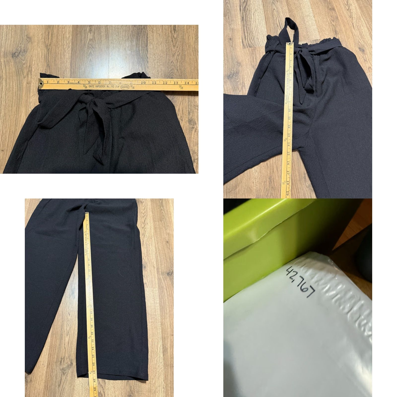 Shein SheIn Pants, Women's Size Small, Black, Wide Leg Pull On Pants, Belt, Black, Regular, Casual, Polyester, Ankle, 3/4 Length? Size 28" / US 6 / IT 42 - 8 Thumbnail