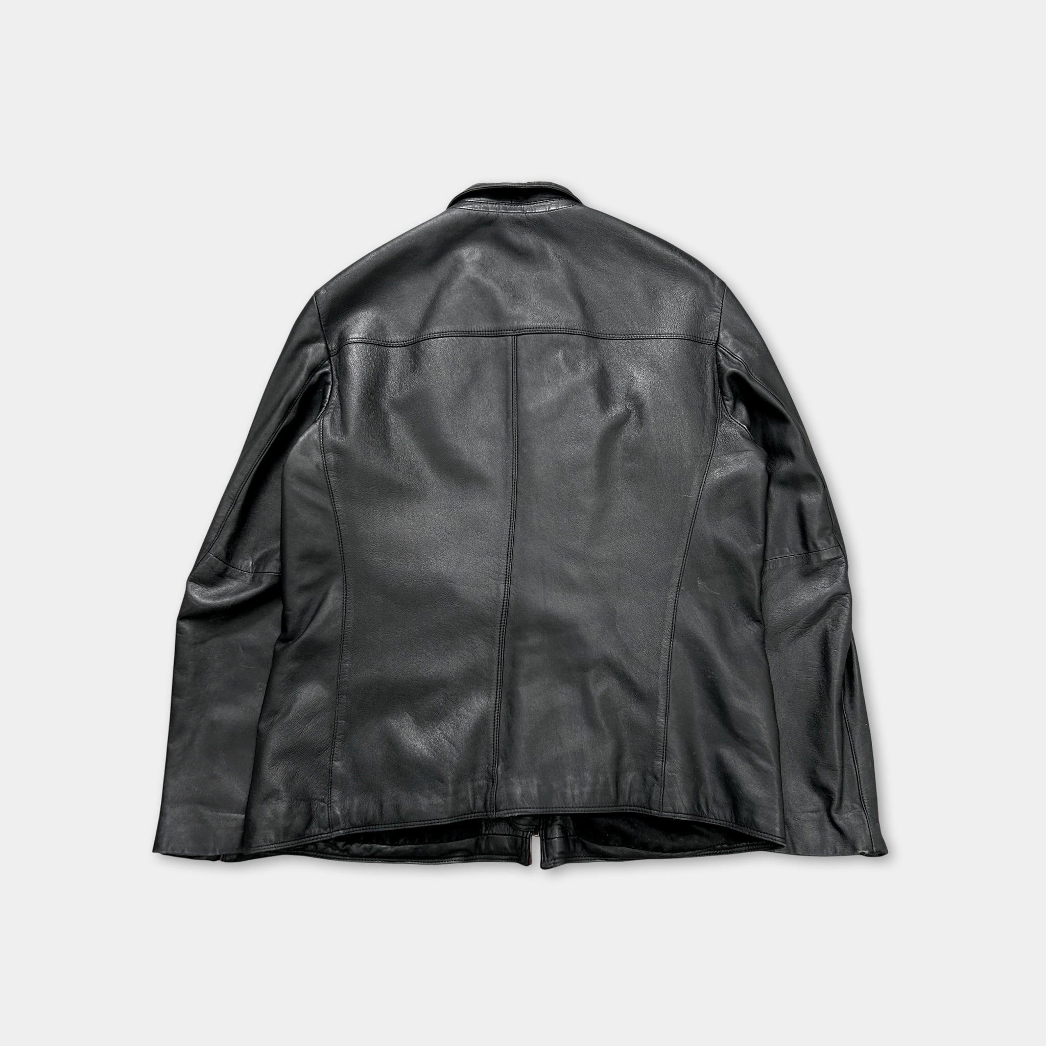 Armani Armani Jeans 90s Black Leather Blazer Jacket Size US L / EU 52-54 / 3 - 5 Thumbnail