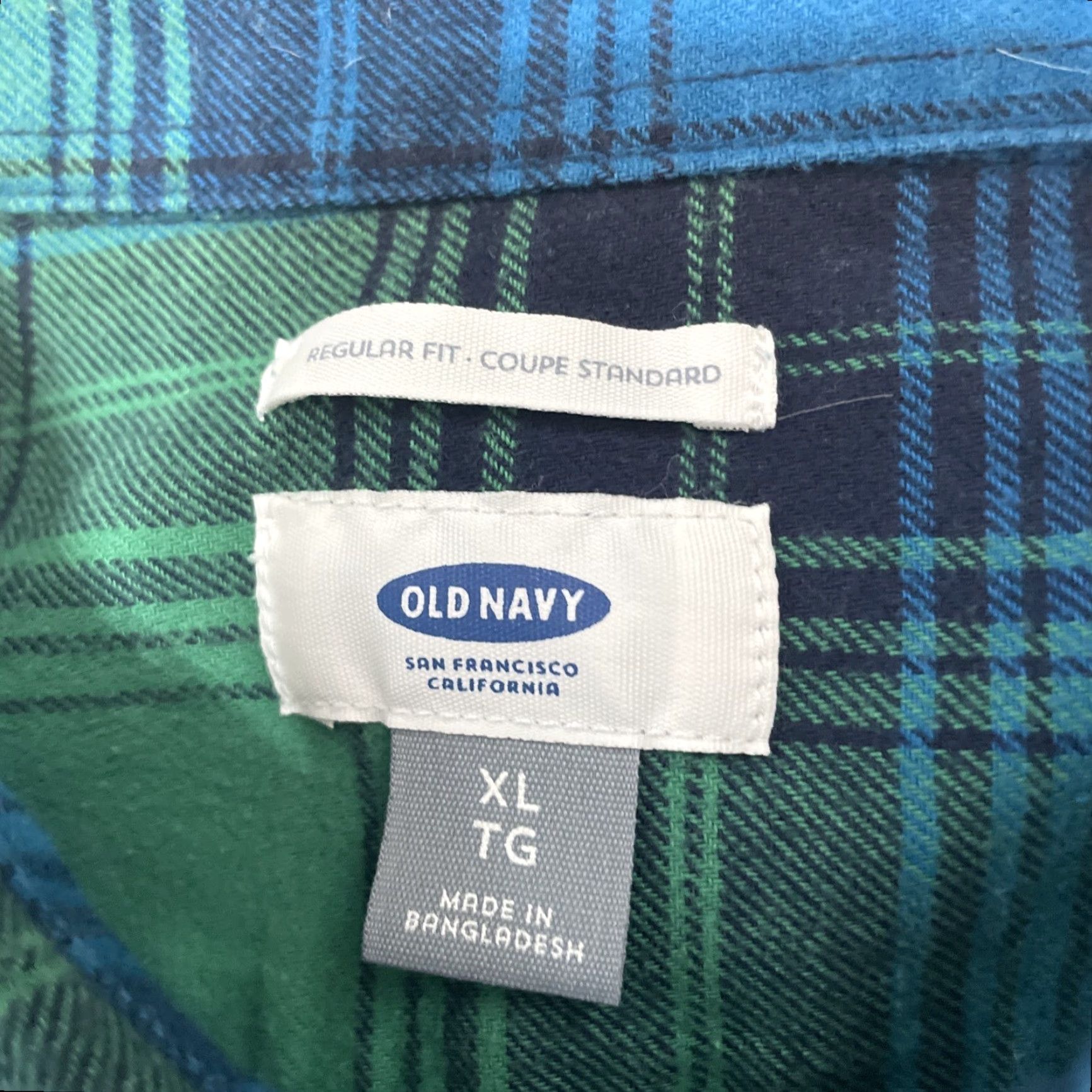 Old Navy OLD NAVY Flannel Shirt Men XL Blue Green Bright Blackwatch Plaid Button-Up Casual Outdoors Critical: Chamois Beach Pilled Size US XL / EU 56 / 4 - 6 Thumbnail