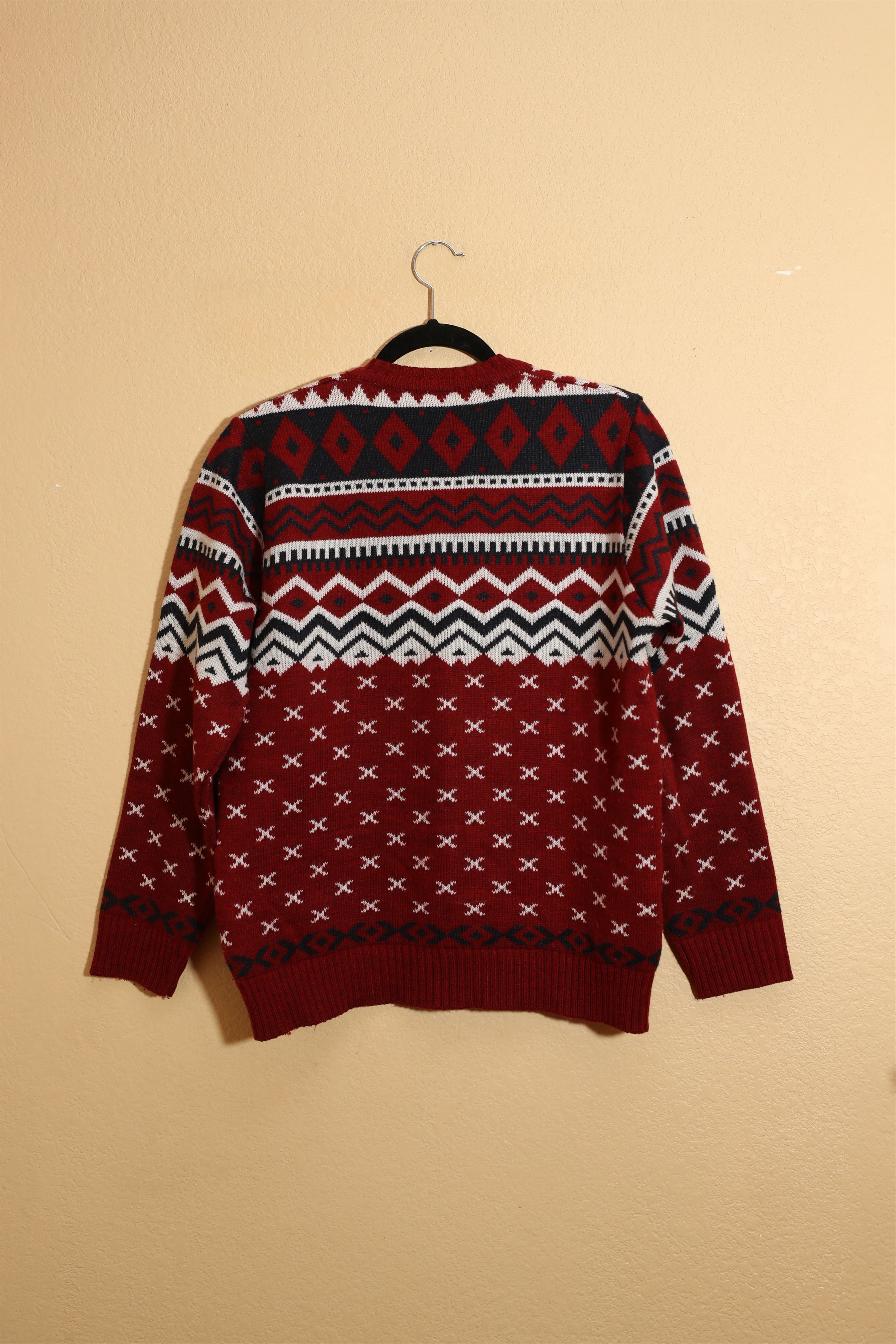 Giorgio Armani Georgio Armani V-Neck Red Pattern Sweater (M) Size US M / EU 48-50 / 2 - 2 Thumbnail