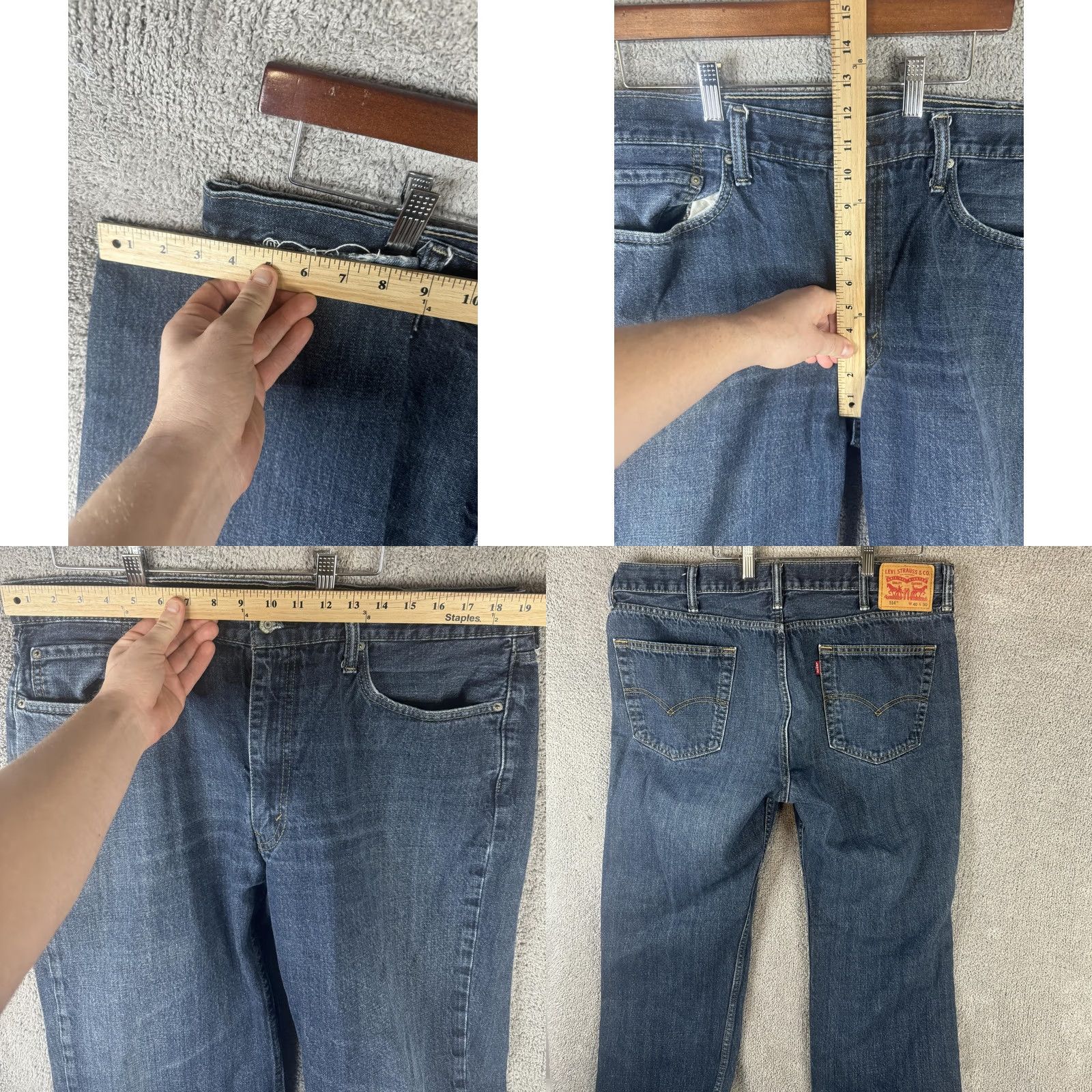 Levi's Levi's 514 Jeans Mens 40x30 Blue Denim Straight Regular Fit Medium Wash Pants Straight Leg Size US 40 / EU 56 - 8 Thumbnail