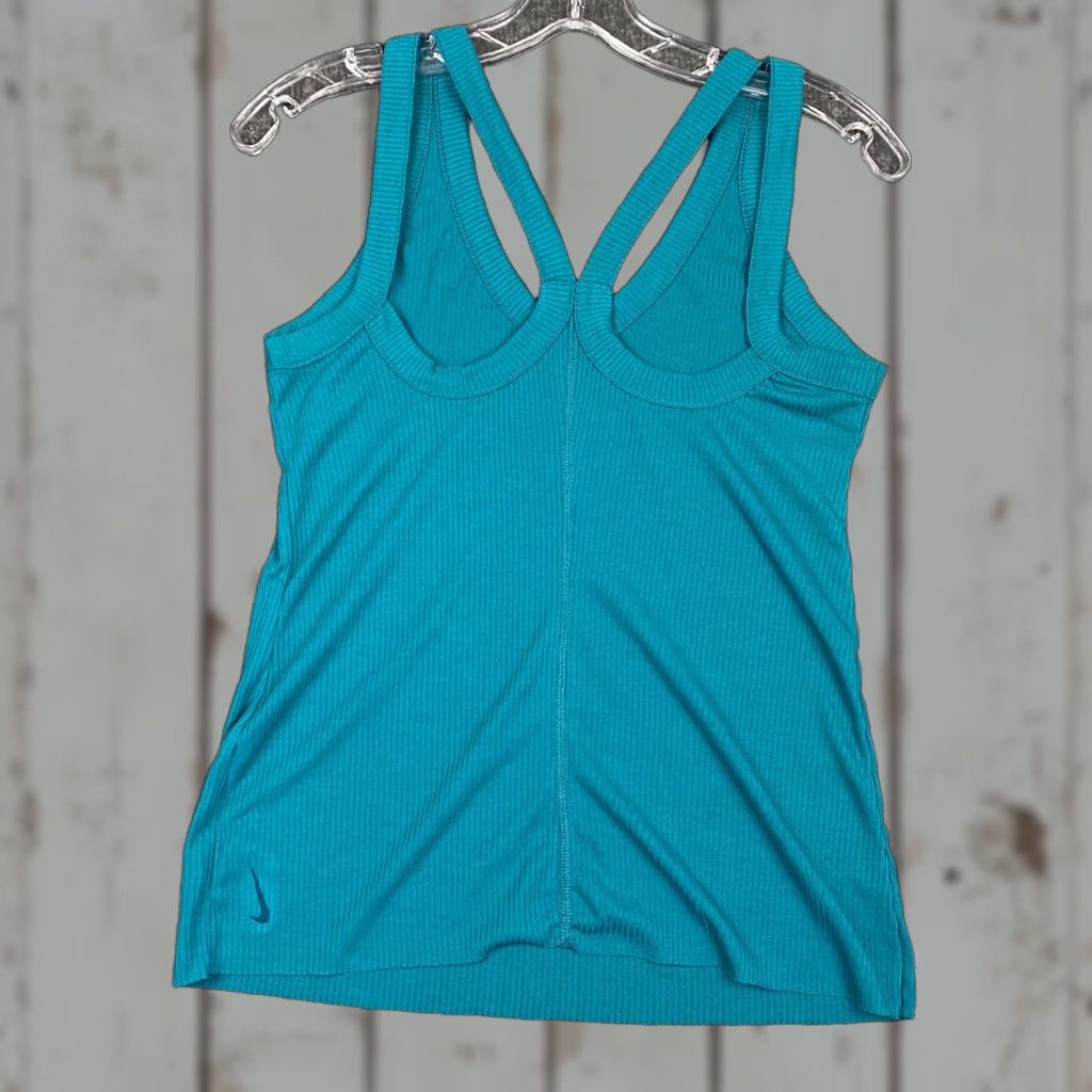Nike VINTAGE Womens Nike Activewear Tank Top Teal Blue Racerback Ribbed Size 6 Size M / US 6-8 / IT 42-44 - 1 Thumbnail