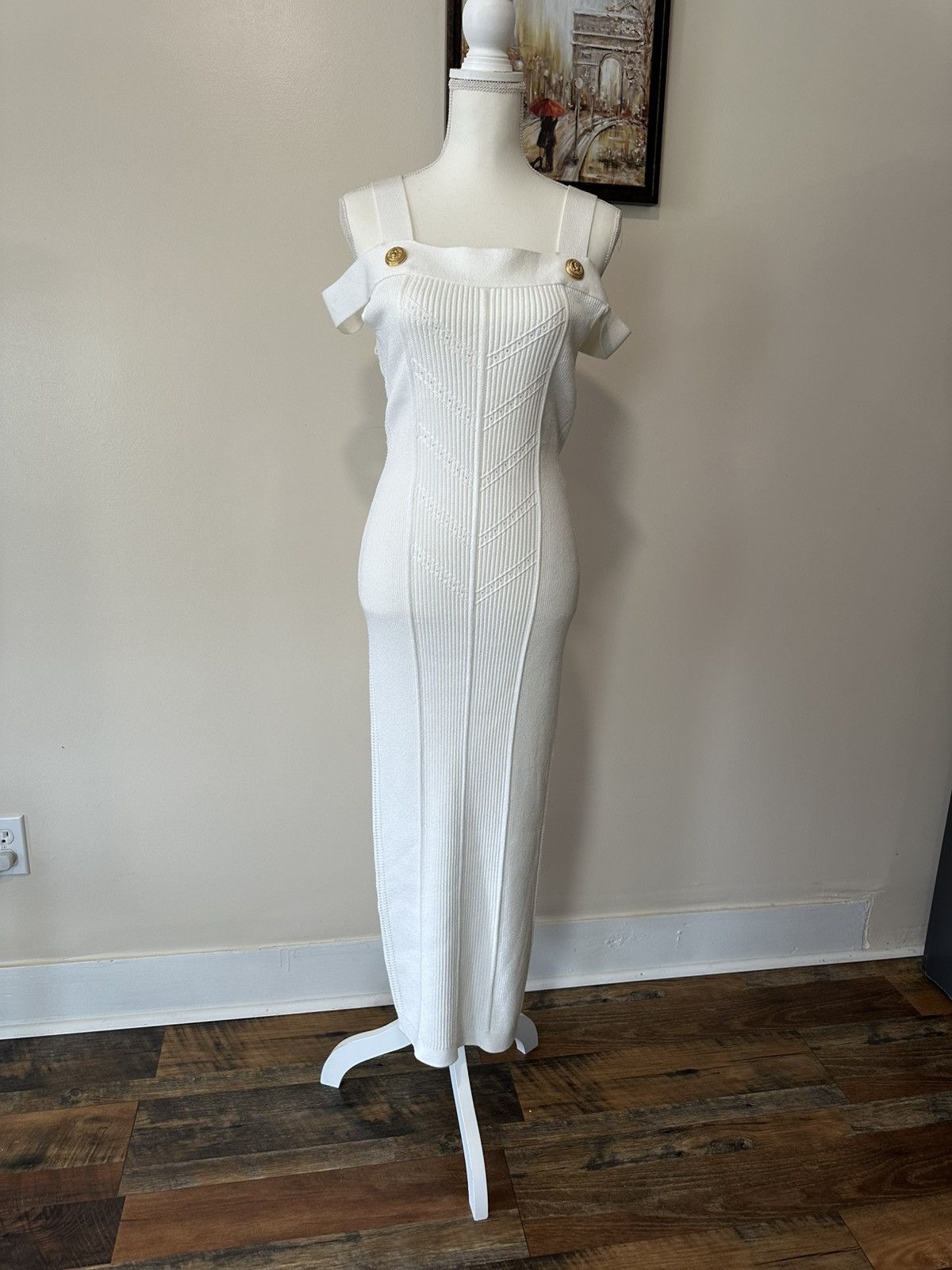 Balmain Balmain Paris Elegant White Off-Shoulder Dress Size L / US 10 / IT 46 - 6 Thumbnail