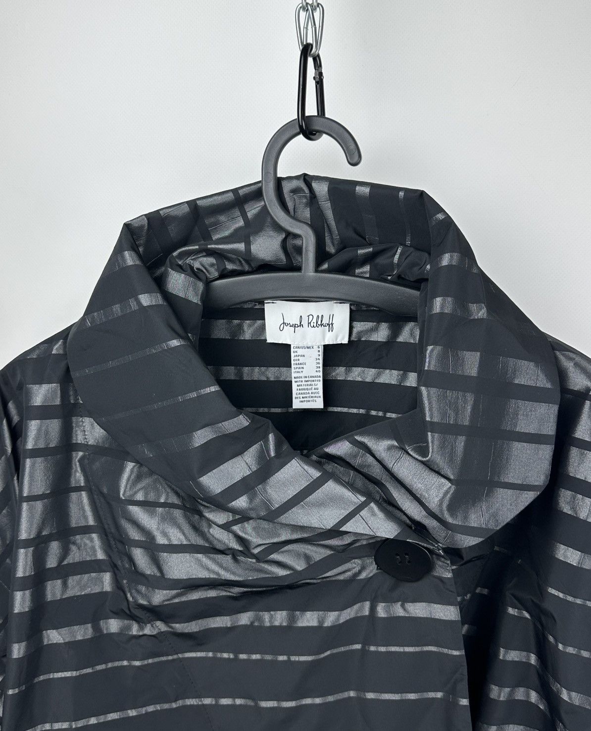 Joseph Ribkoff Joseph Ribkoff Black Metallic Striped Jacket 3/4 Sleeve Size S / US 4 / IT 40 - 2 Thumbnail