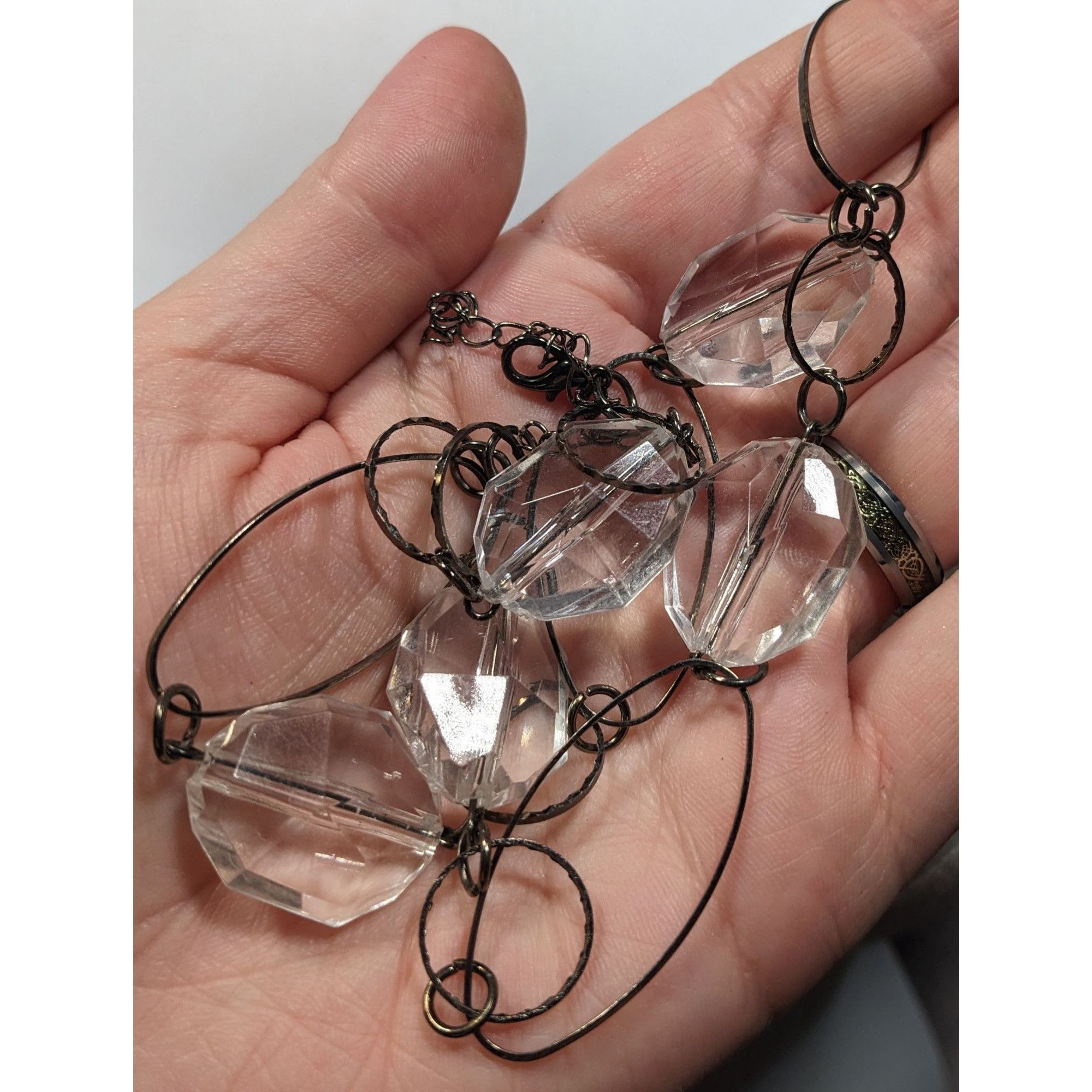 Other Retro Clear Gemmed Silver Link Casual Necklace Size ONE SIZE - 3 Thumbnail