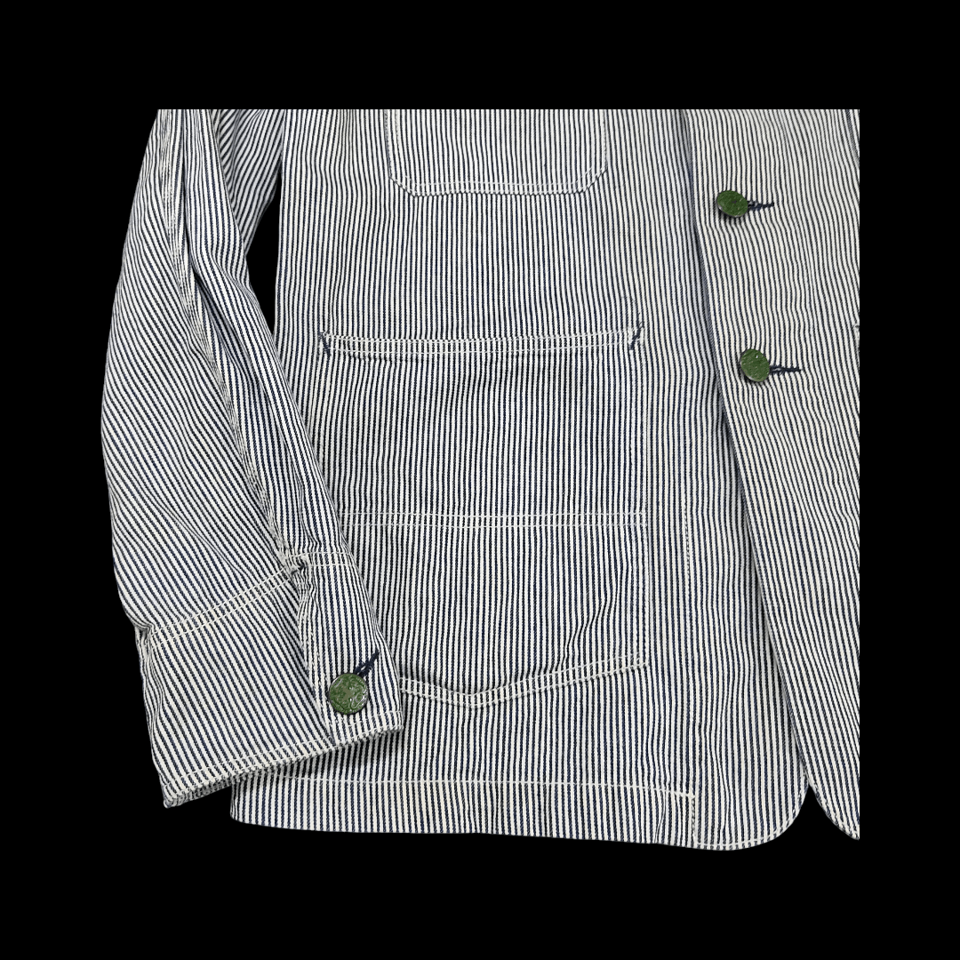 Oshkosh Vintage OSHKOSH Hickory Stripe Denim Chore Jacket Size US L / EU 52-54 / 3 - 11 Thumbnail