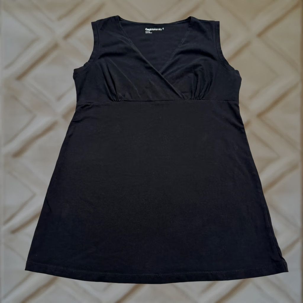 Gap Gap Maternity Nursing Surplice V-Neck Tank Dress Womens Small Black Cotton Knit Size S / US 4 / IT 40 - 1 Thumbnail