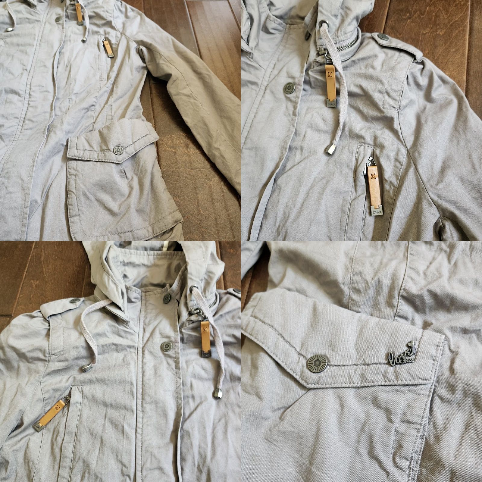 Vintage Only Love Collection Hoodie Women M Gray Full Zip Button Pocket Solid Relaxed Winter Fall Size M / US 6-8 / IT 42-44 - 8 Thumbnail