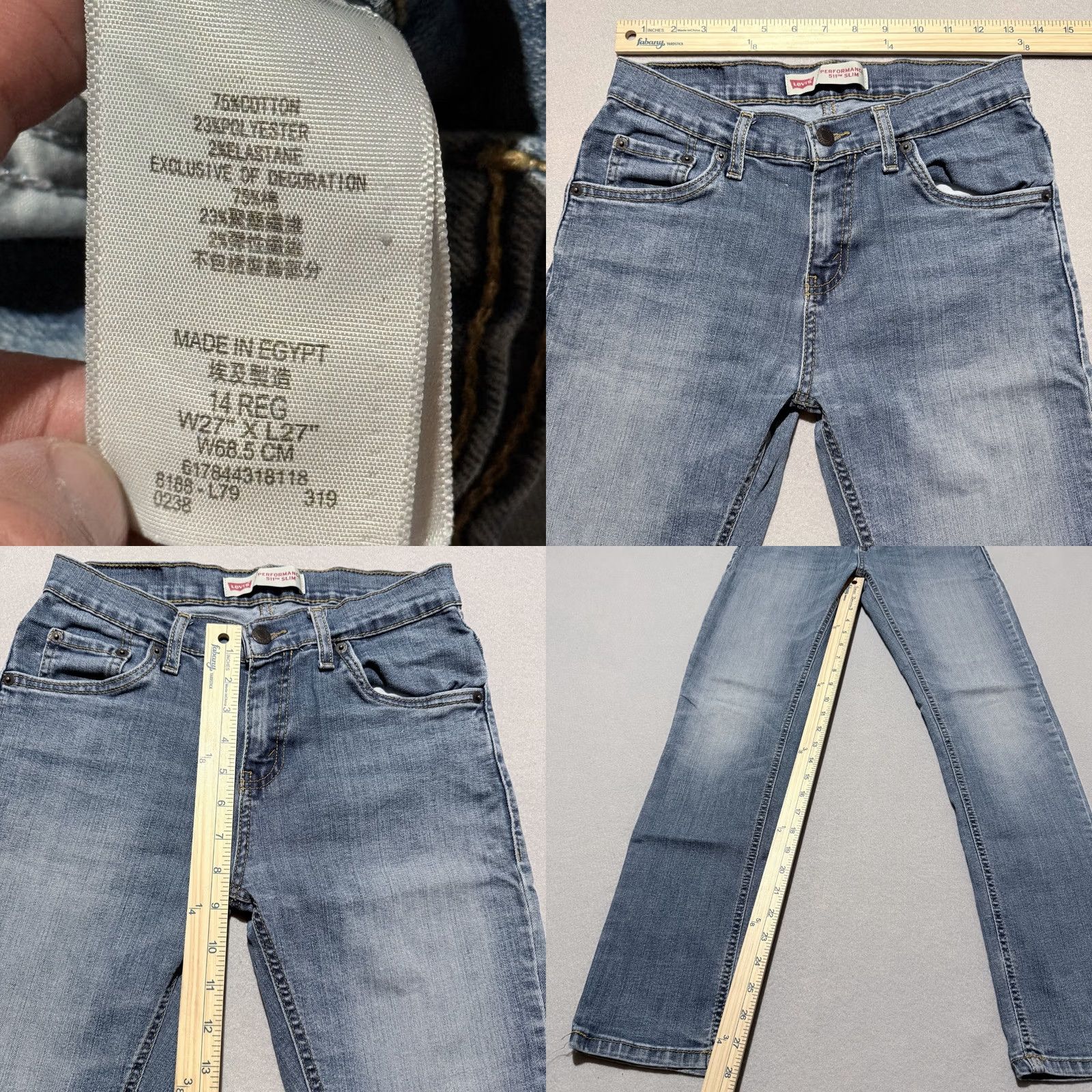 Levi's Levi's 511 Jeans Women Blue 14 Slim Straight Denim Stretch 27x28 Middle Rise 5-Pocket City Size 36" / US 14 / IT 50 - 9 Thumbnail