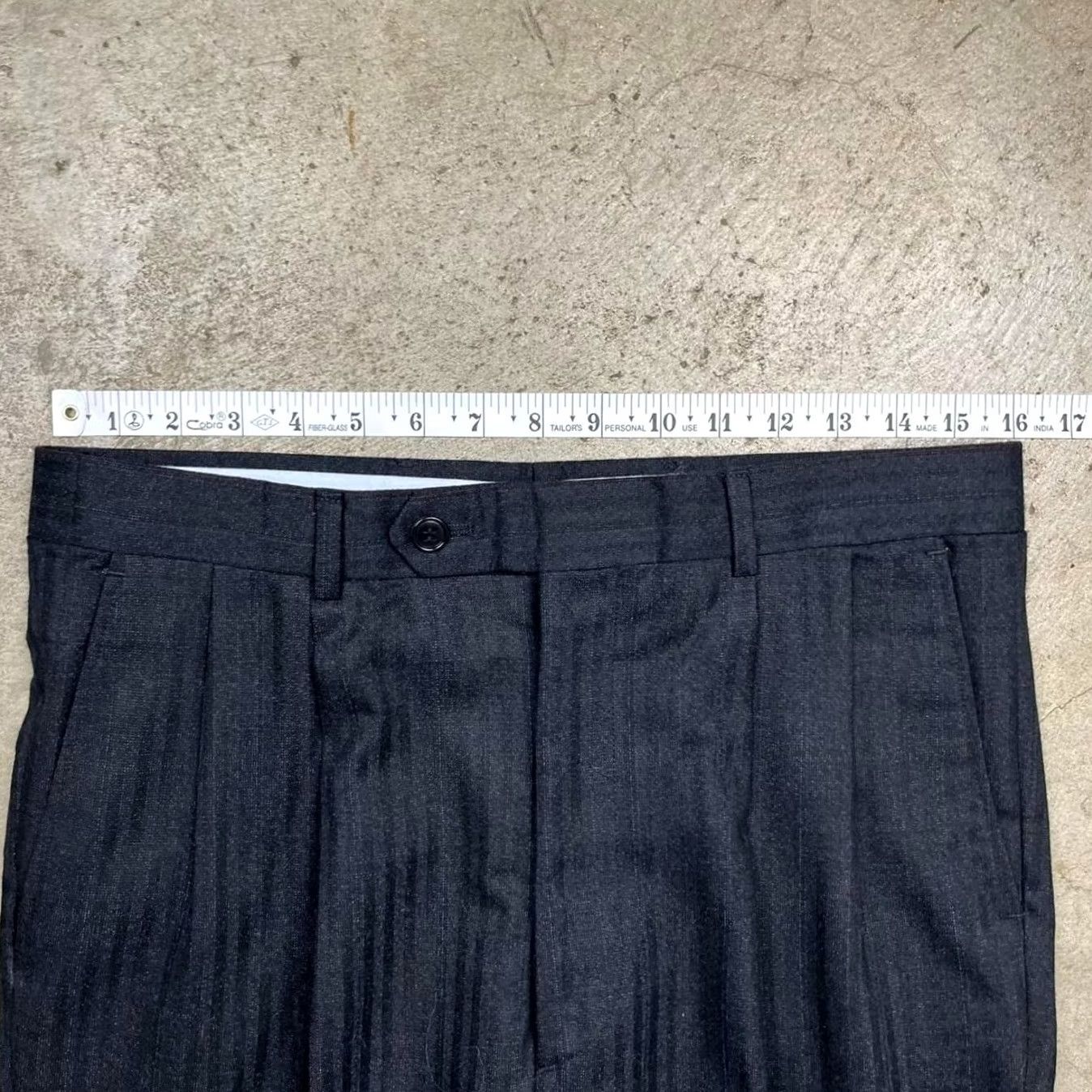 Vintage VINTAGE 80s Wool pleated dress pants Navy blue Trousers 32x31 pinstripe Mens Size US 32 / EU 48 - 5 Thumbnail