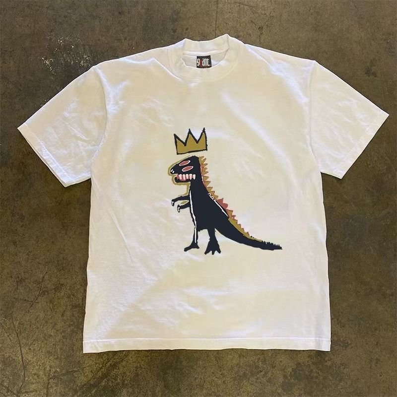 Japanese Brand × Vintage White casual retro crown dinosaur print t-shirt Size US M / EU 48-50 / 2 - 1 Thumbnail