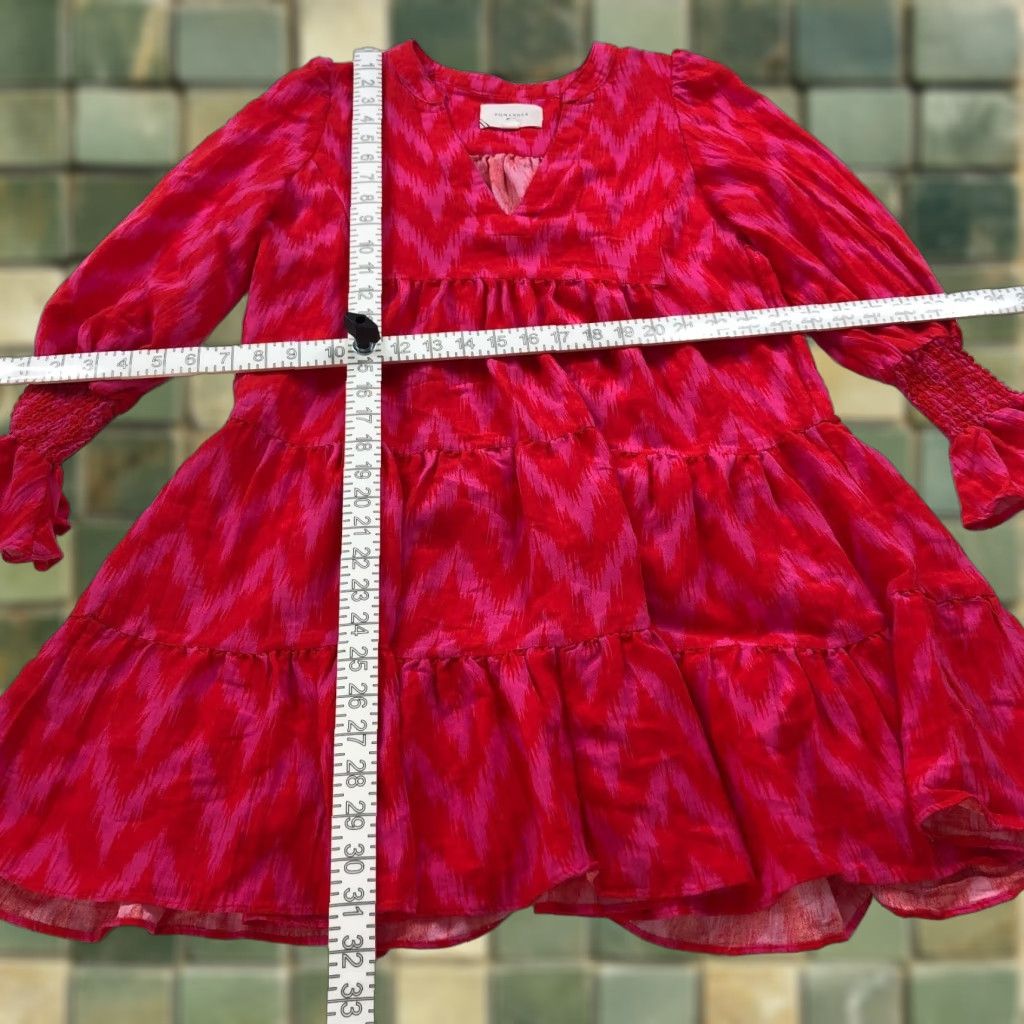 Vintage Pomander Place Mini Dress XXS Pink V-Neck Smocked Geometric Knit Sleeveless Casual Women's Short Dress Core Size XXS / US 00 / IT 34 - 1 Thumbnail