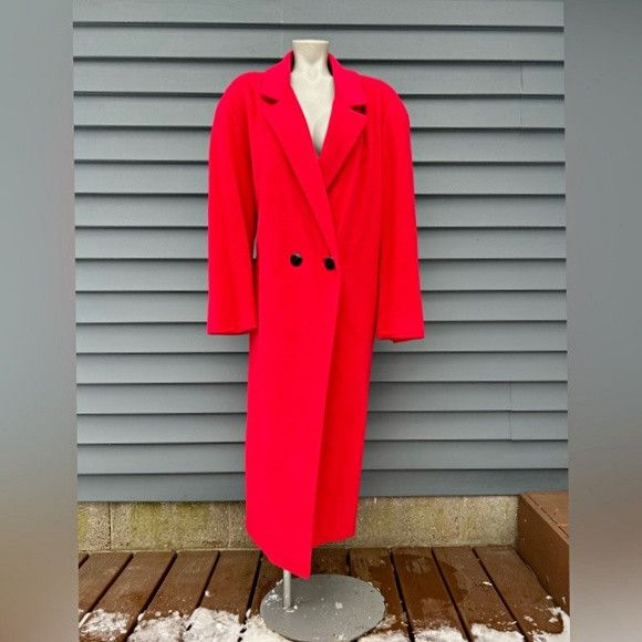 Other Vintage Retro 80s Merin Long Red Cashmere Maxi Dress Coat~L~ Size L / US 10 / IT 46 - 1 Thumbnail