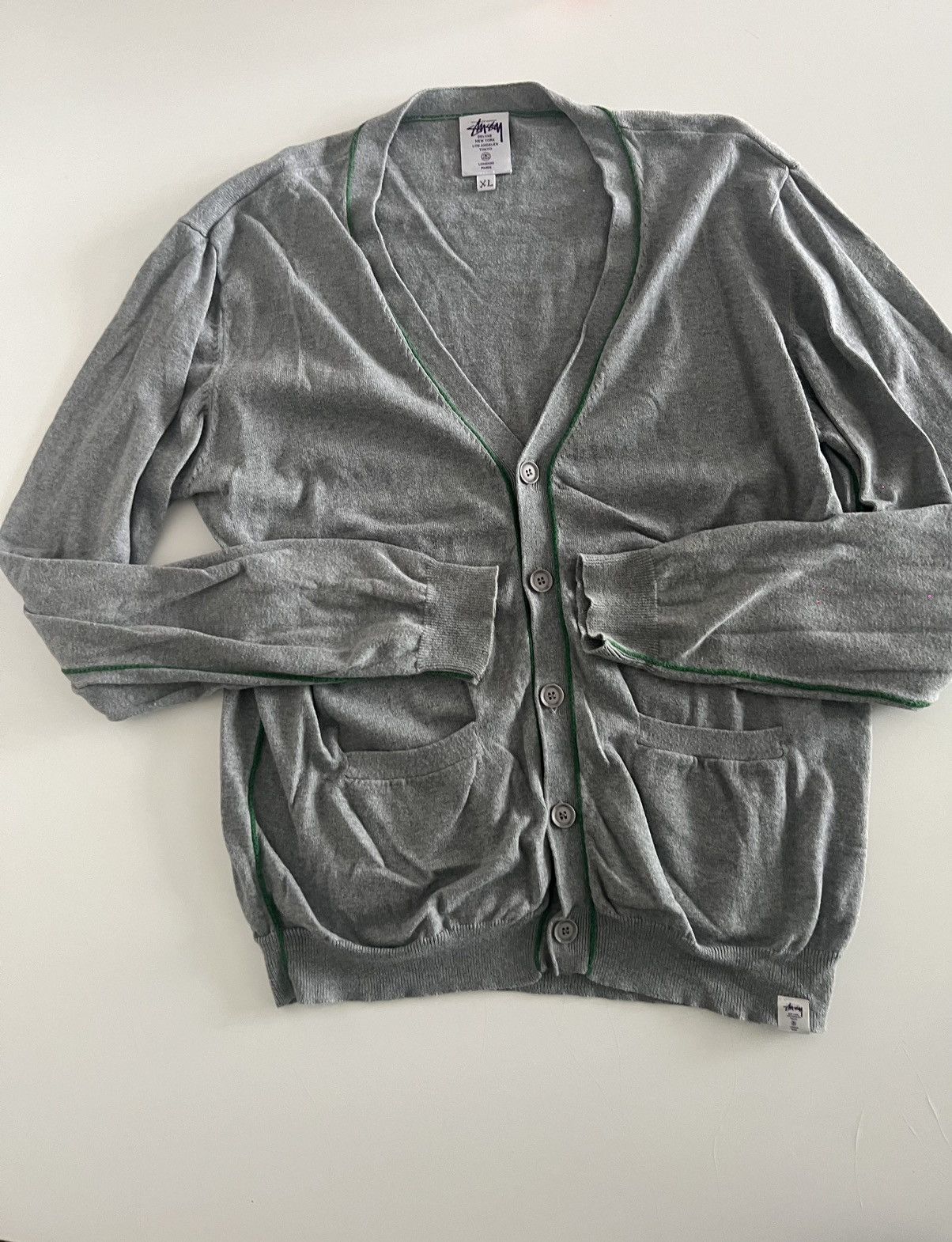 Stussy × Vintage Stussy vintage button up grey sweater Size US XL / EU 56 / 4 - 1 Thumbnail