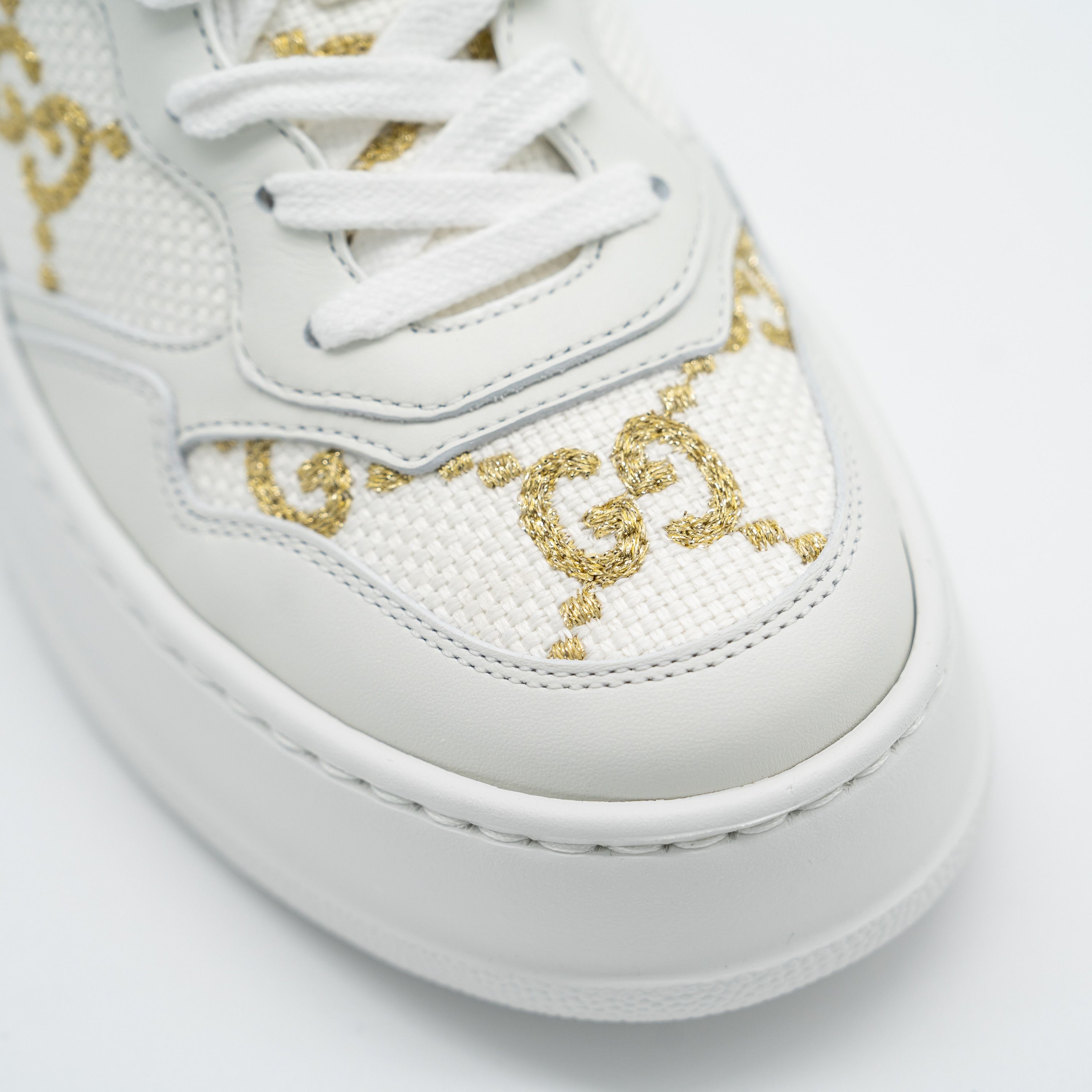 Gucci 6us Gucci GG White Gold Leather Sneakers Chunky Size US 6 / IT 36 - 7 Thumbnail