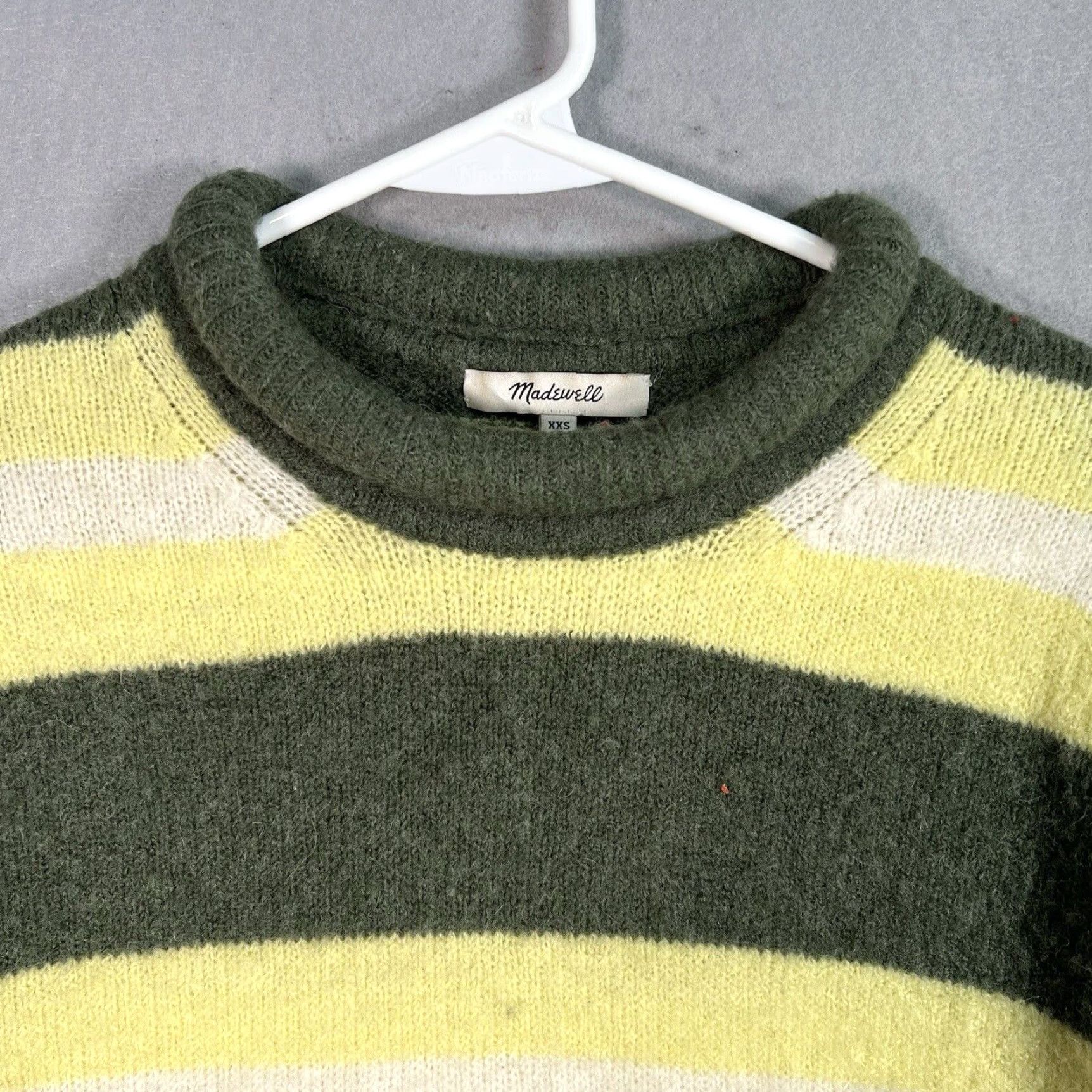 Madewell Madewell Striped Knit Sweater Womens XXS Green Yellow Alpaca Wool Blend Size XXS / US 00 / IT 34 - 4 Thumbnail