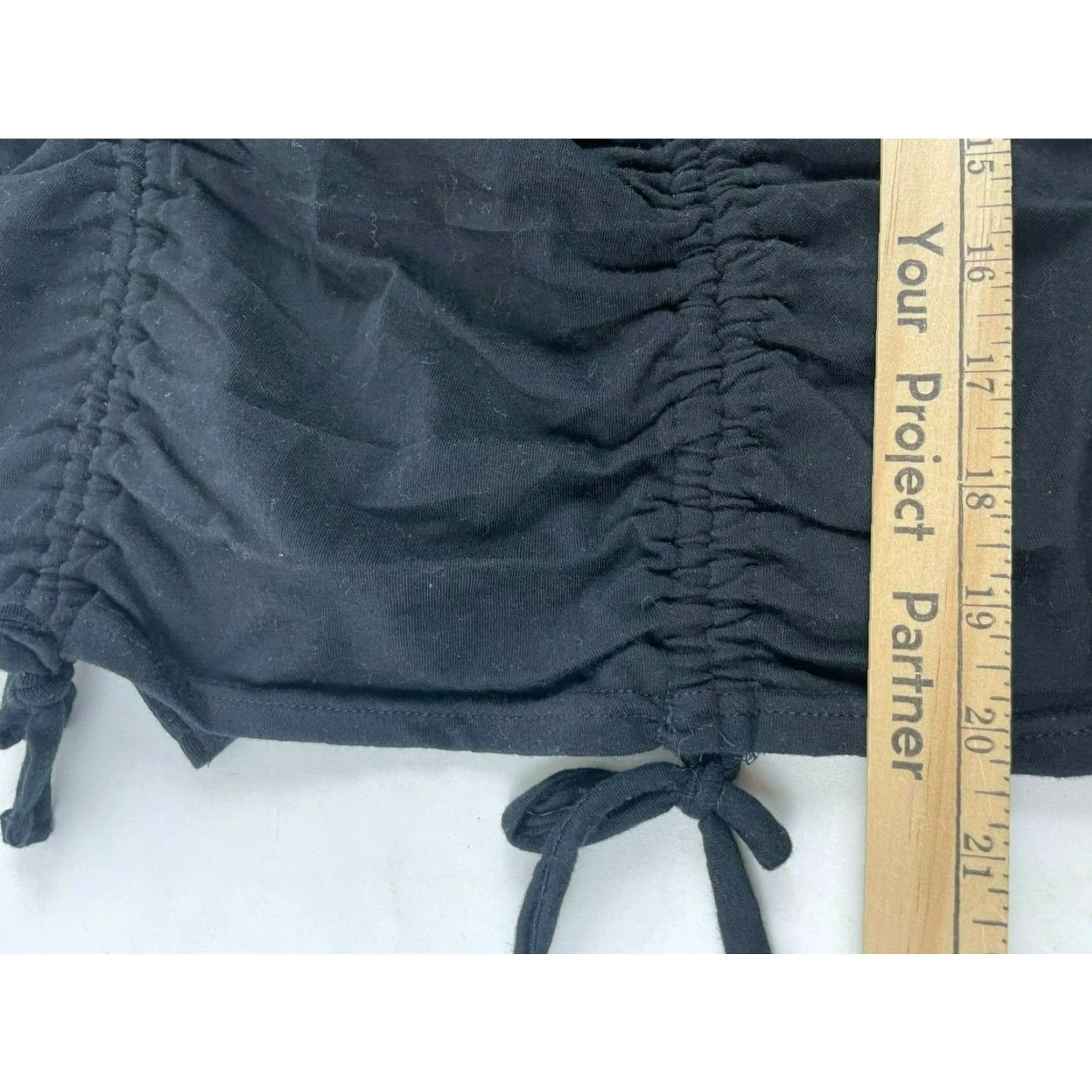 Vintage Derek Heart Shirt Ruched Medium Black Long Sleeve Cinch Drawstring Crewneck NWOT Ladies Shirt Size M / US 6-8 / IT 42-44 - 4 Thumbnail