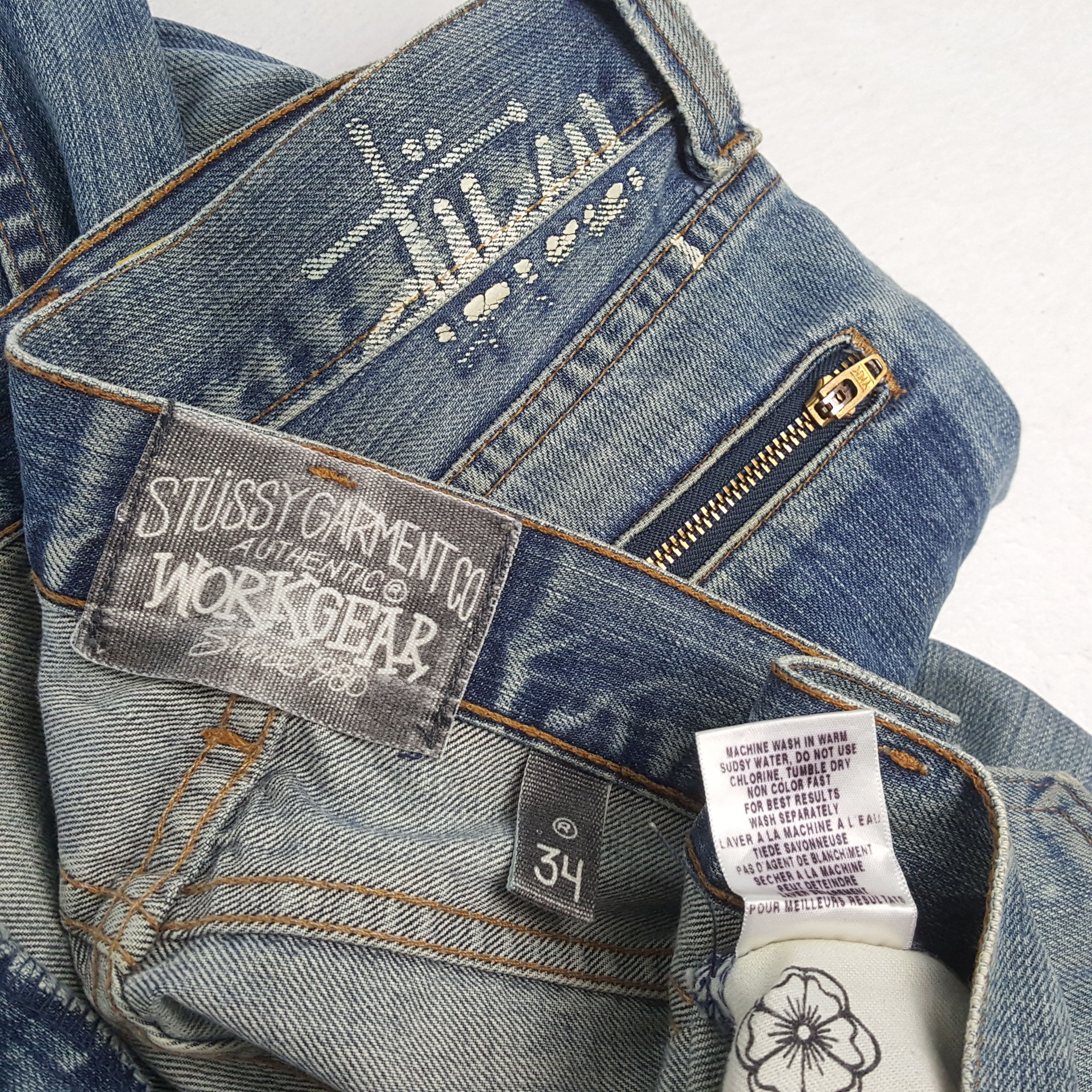 Stussy × Vintage Vintage STUSSY Streetwear Skateboard Logo Style Custom Jeans Size US 35 - 14 Thumbnail