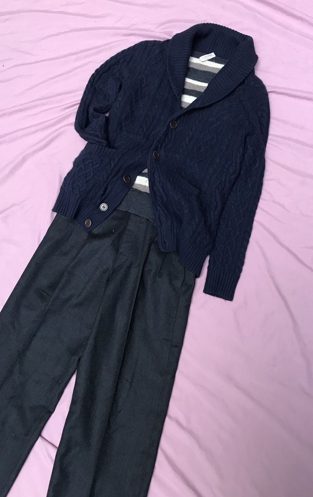 Other PURE CASHMERE CABLE KNIT SHAWL COLLAR CARDIGAN Size M / US 6-8 / IT 42-44 - 4 Thumbnail