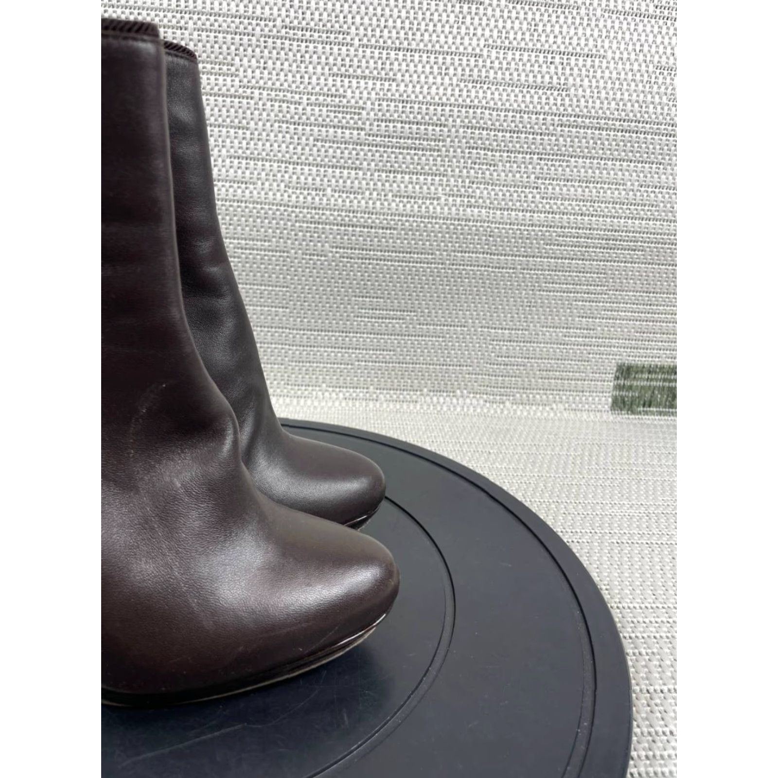 Vintage Azzaro Bootie Womens Size 39 Eu 8.5 Us Brown Leather Ankle Side Zip Heeled Size US 8.5 / IT 38.5 - 2 Thumbnail