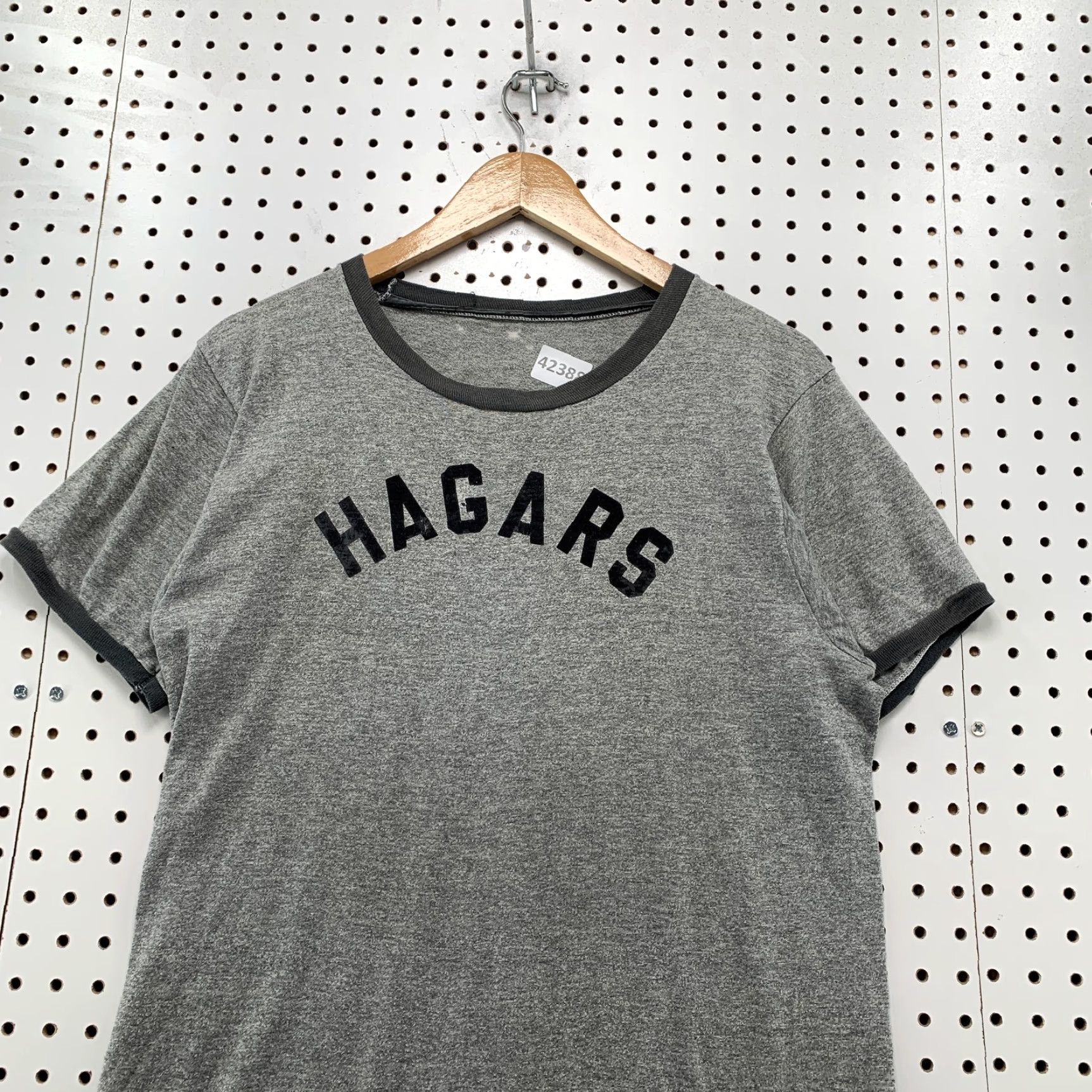 Haggar VINTAGE Hagar T-Shirt Mens Large Gray Short Sleeve Ringer Tee Made USA 70s Size US L / EU 52-54 / 3 - 2 Thumbnail