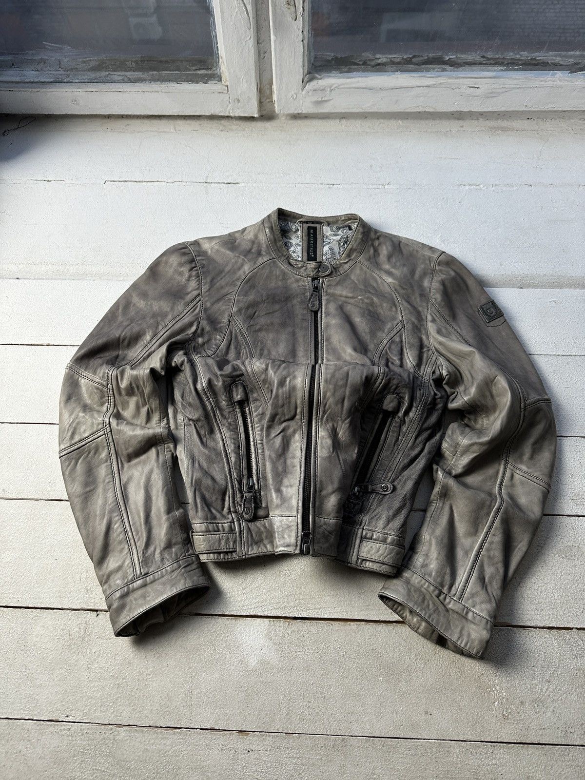 Other 🚨Y2K RICK OWENS TYPE DIRTY SLIM FIT ZIP LEATHER JACKET Size S / US 4 / IT 40 - 1 Thumbnail