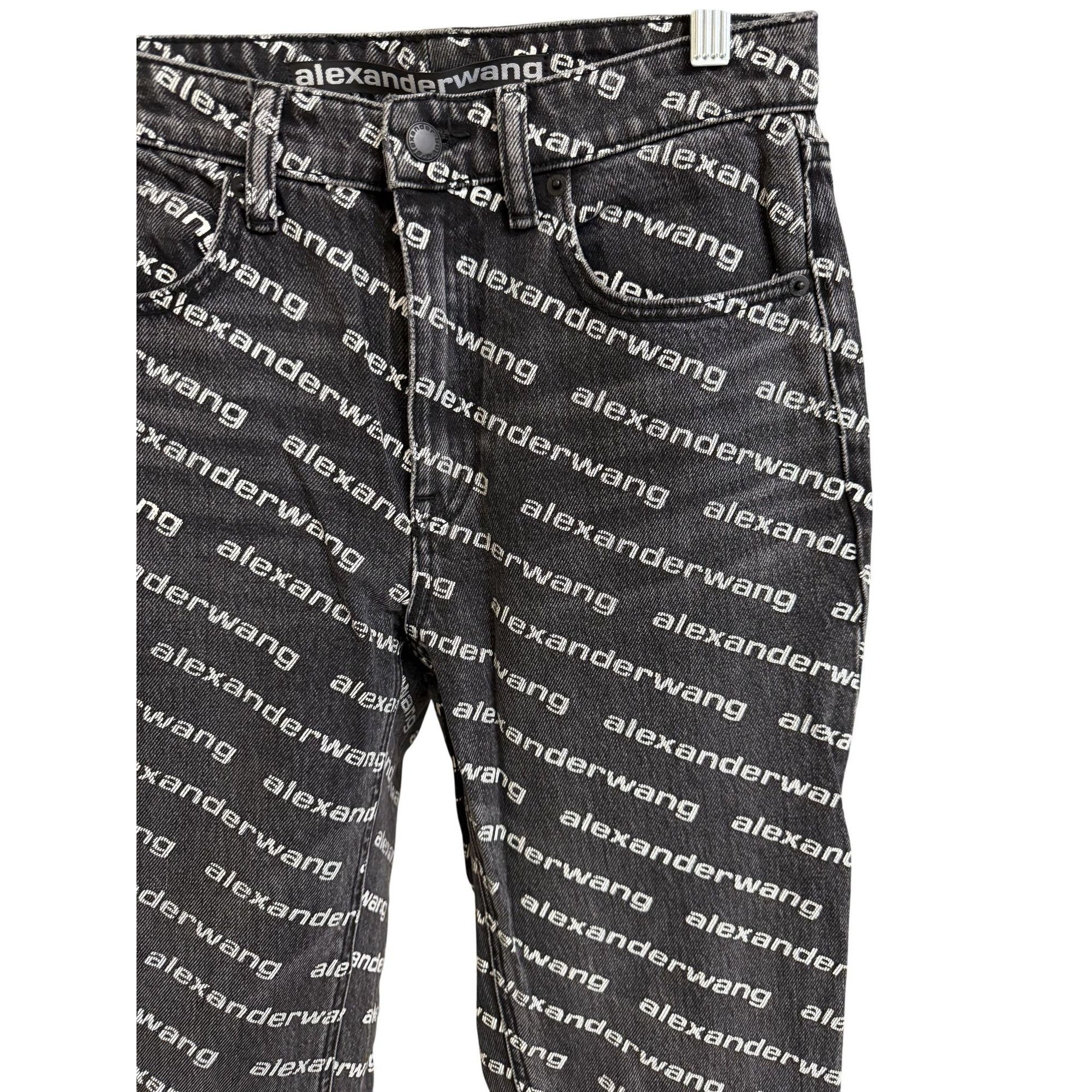 Alexander Wang Alexander Wang Black & White Logo Print Denim Jeans Straight Size 26" / US 2 / IT 38 - 7 Thumbnail