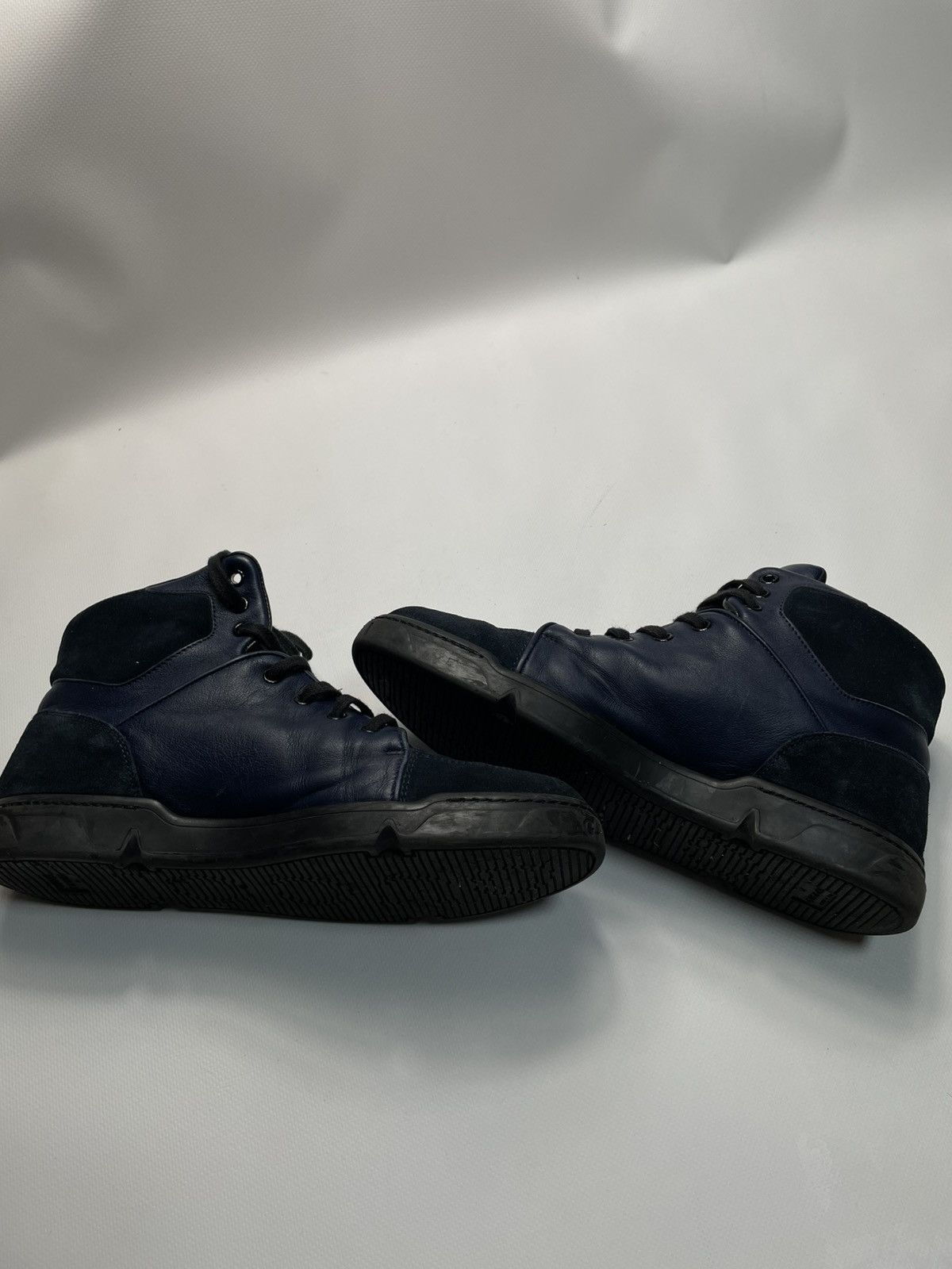 Gucci Gucci Navy Blue Leather Suede Interlocking High-Top Sneakers Size US 9 / EU 42 - 7 Thumbnail