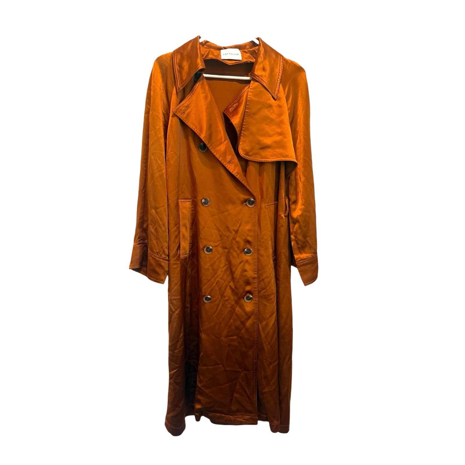Other LATTELIER Double Breasted Satin Look Rust Trench Coat XS Size XS / US 0-2 / IT 36-38 - 1 Thumbnail