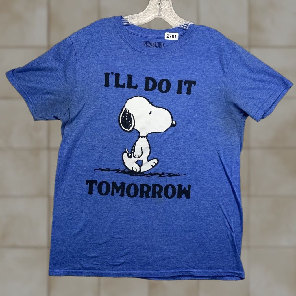 Peanuts Snoopy Shirt Blue Small Peanuts I'll Do It Tomorrow Charlie Brown Official Worn Size US S / EU 44-46 / 1 - 1 Thumbnail