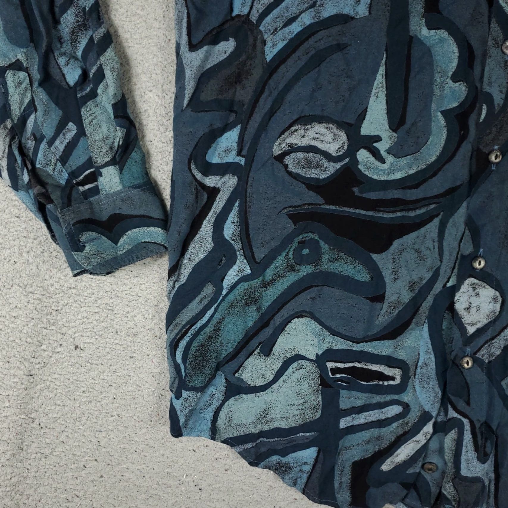 Vintage Haupt Dress Shirt Mens Size 16.5 Blue Geometric Rayon Long Sleeve Button Up Size US L / EU 52-54 / 3 - 3 Thumbnail