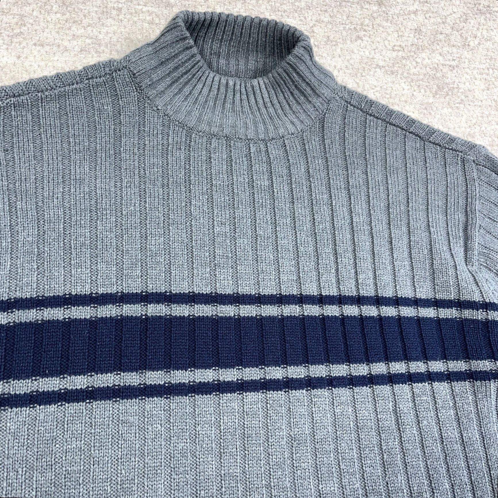 Aeropostale Vintage Aeropostale Sweater Men XL Gray Blue Stripe Ribbed TurtleNeck Muscle Size US XL / EU 56 / 4 - 4 Thumbnail