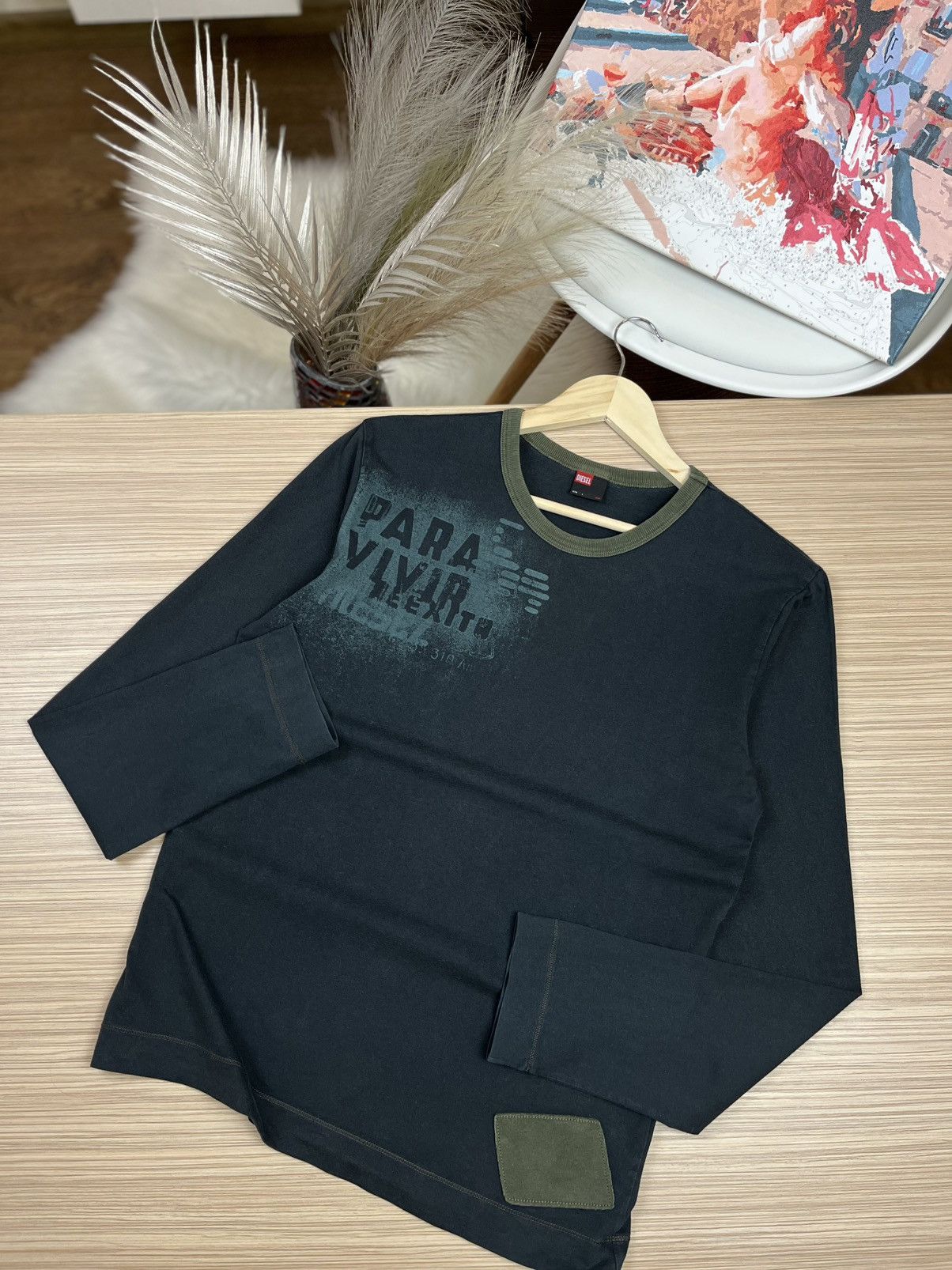 Diesel Vintage Diesel Long Sleeve Japanese Big Logo Faded Japanese Size US L / EU 52-54 / 3 - 1 Thumbnail