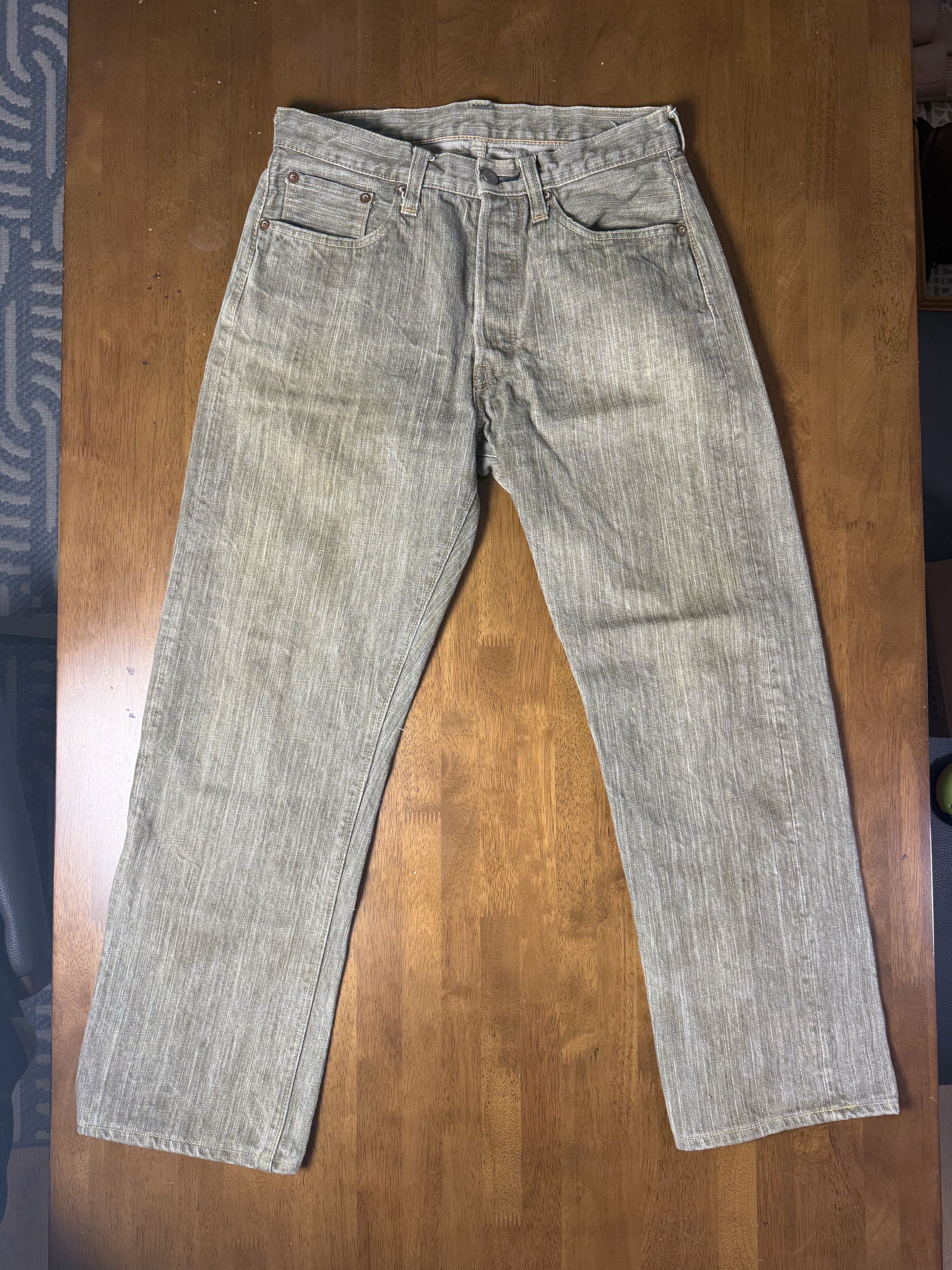 Sugar Cane Rare Sugar Cane Okinawa Kakishibu Dye - Grey/Green Selvedge Size US 30 / EU 46 - 1 Thumbnail
