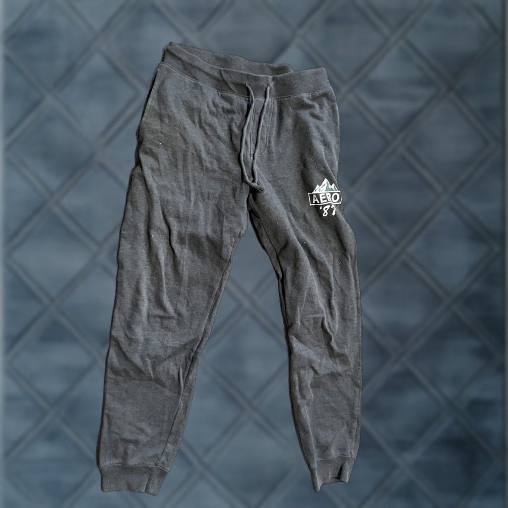 Vintage Aéropostale Sweatpants Women Small Dark Gray Elastic Waist Drawstring Solid Modern Casual Size 28" / US 6 / IT 42 - 1 Thumbnail