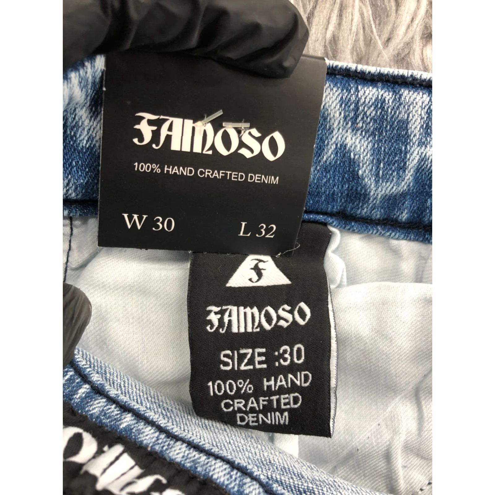 Vintage Famoso Jeans Slim Tapered 30x32 Mens Blue Orange Paint Splotch Distressed Denim 5-Pocket Classic Modern Vintage No Size US 30 / EU 46 - 8 Thumbnail