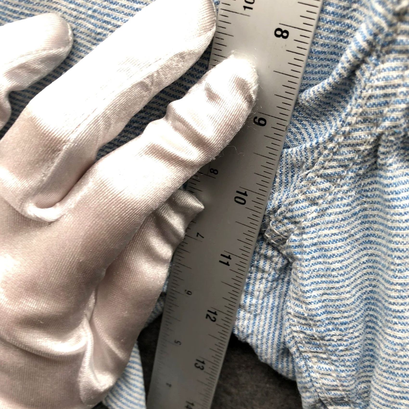 J.Crew VINTAGE J. Crew Linen Cotton Beach Short Mens 34 Blue White Stripe 8" Flat Front Size US 34 / EU 50 - 7 Thumbnail