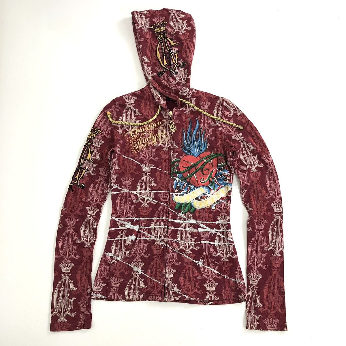 Ed Hardy 2000s Christian Audigier Ed Hardy Grunge Women Zip Hoodie Size US S / EU 44-46 / 1 - 1 Thumbnail