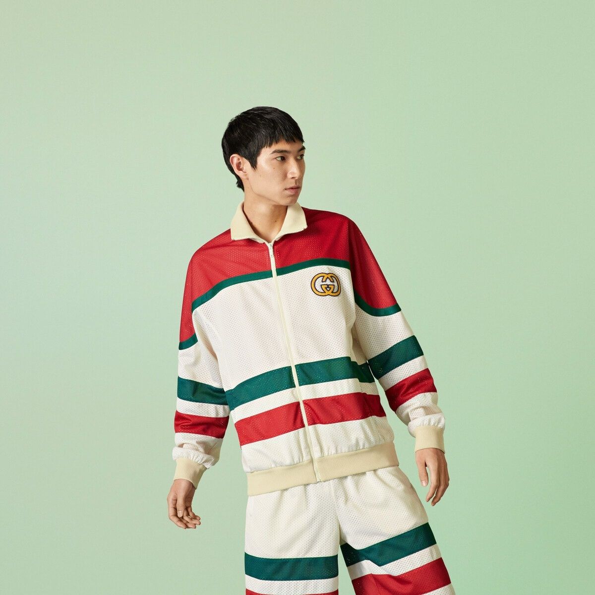 Gucci o1s1wg110225 Mesh Fabric Zip Jacket in Multicolor Size US M / EU 48-50 / 2 - 4 Thumbnail