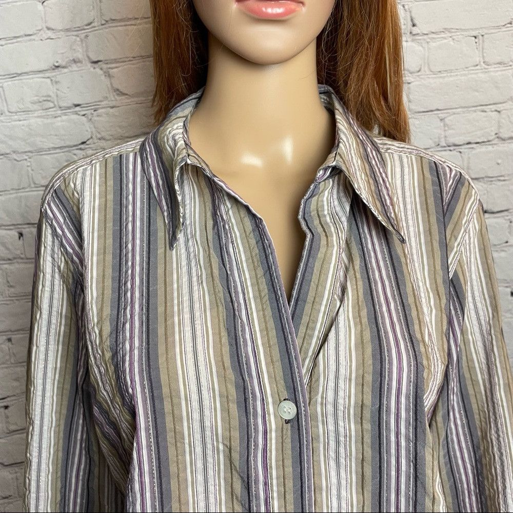 Other Marina Rinaldi Sport Striped Stretch Button Down Blouse Shi Size XL / US 12-14 / IT 48-50 - 2 Thumbnail
