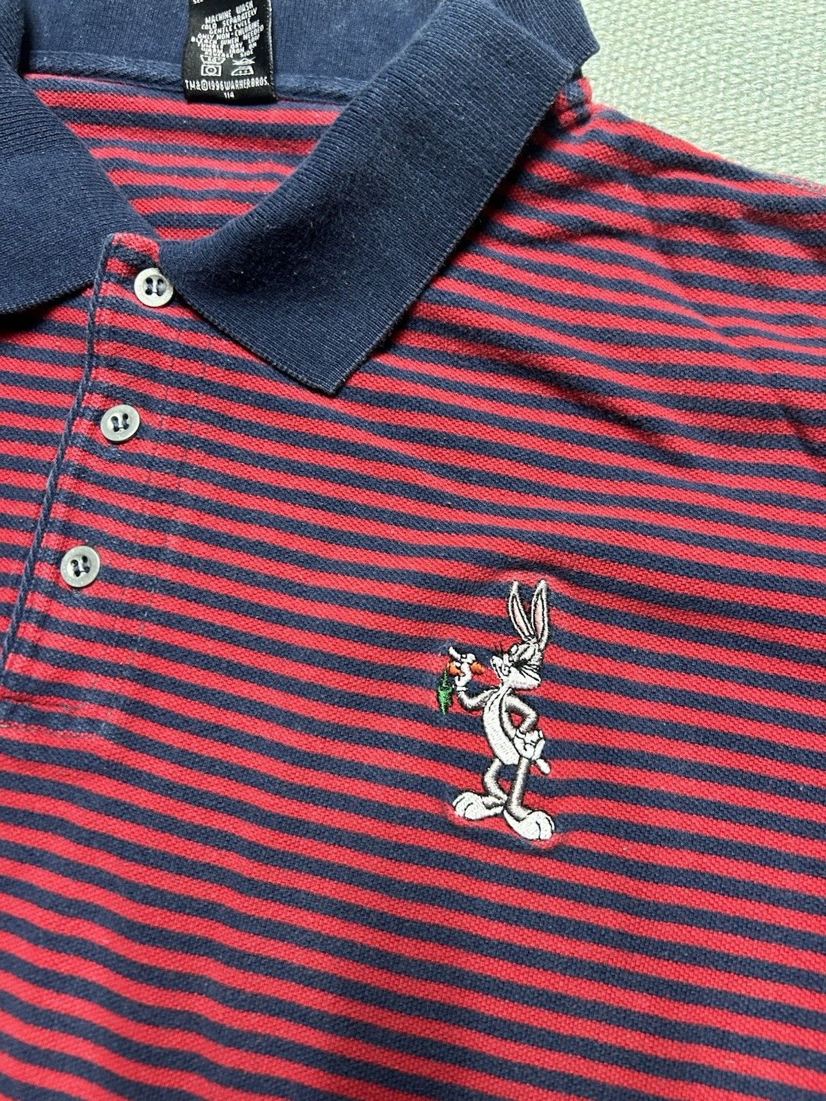 Vintage Vtg polo shirt bugs bunny Warner bros striped cartoon XXL Size US XXL / EU 58 / 5 - 3 Thumbnail