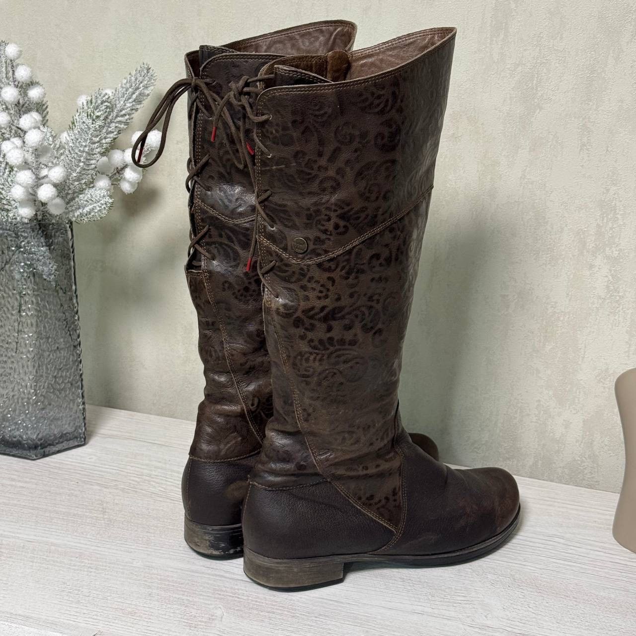 Wild Things Think brown leather boots with embossing, size 41 Size US 11 / IT 41 - 3 Thumbnail